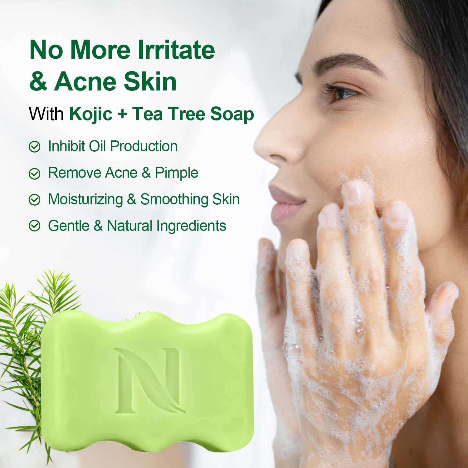 Neutriherbs Kojic Acid Soap,Anti Acne Beauty Soap for Body & Face, Brighten, Smooth Skin Soap Bar, Gently Handle Acne,Skin Irrit