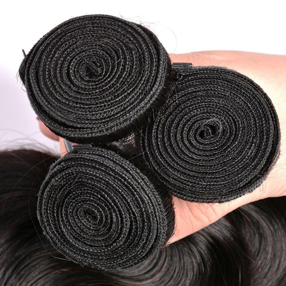 Body Wave Human Hair Bundles - Brazilian 2 Bundles for Black Women, 20 22 Inch, 10A Grade 100% Unprocessed Extensions, Natural B