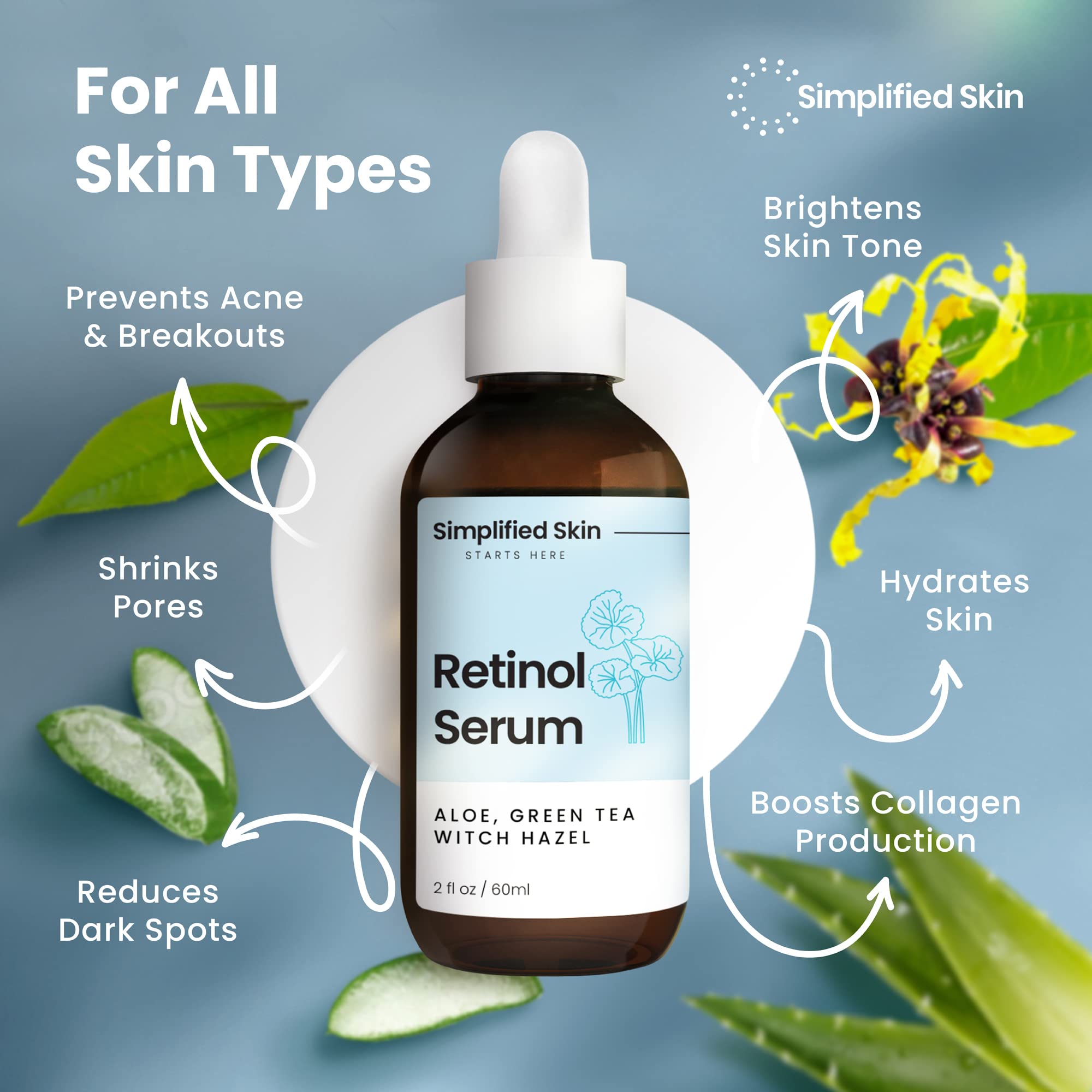 Retinol Serum For Face - Anti Aging Retinol With Hyaluronic Acid Face Serum For Acne Marks And Skin Texture Smoothing Fine Lines