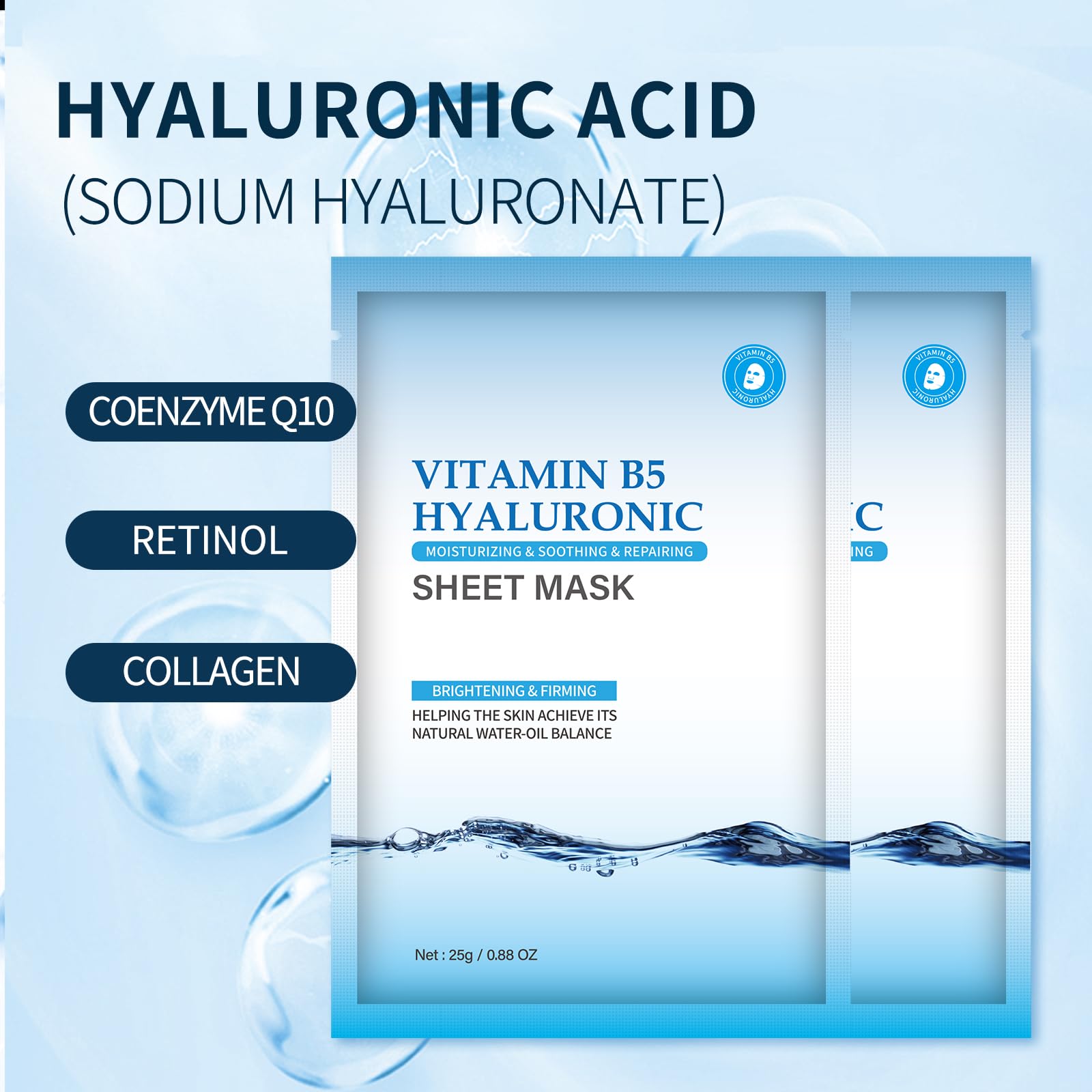 Moisturizing Face Mask Hydrating Face Mask Skin Care Facial Masks Sheets Hyaluronic Acid Sheet Pack With Vitamin B5 Sheet Masks