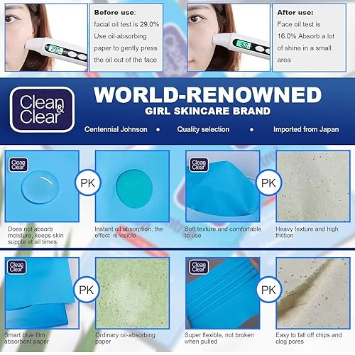 Oil Control Film Replacment for Clean & Clear Oil-absorbing Sheets,5 Pack (300 sheets) Blotting Sheets for Face,9% Larger,Makeup