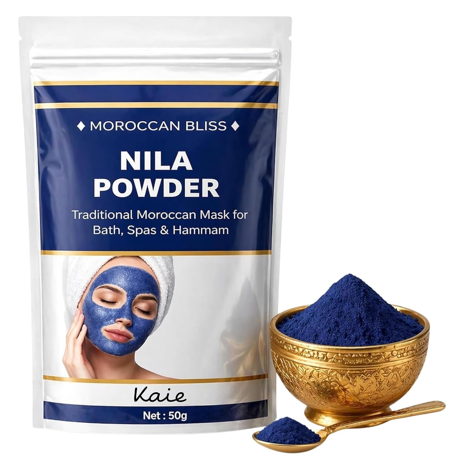 Moroccan Bliss Nila Powder | Traditional Moroccan Blue Nila Powder Face & Body Mask For Bath, Spa & Hammam | Natural Skin Care, 
