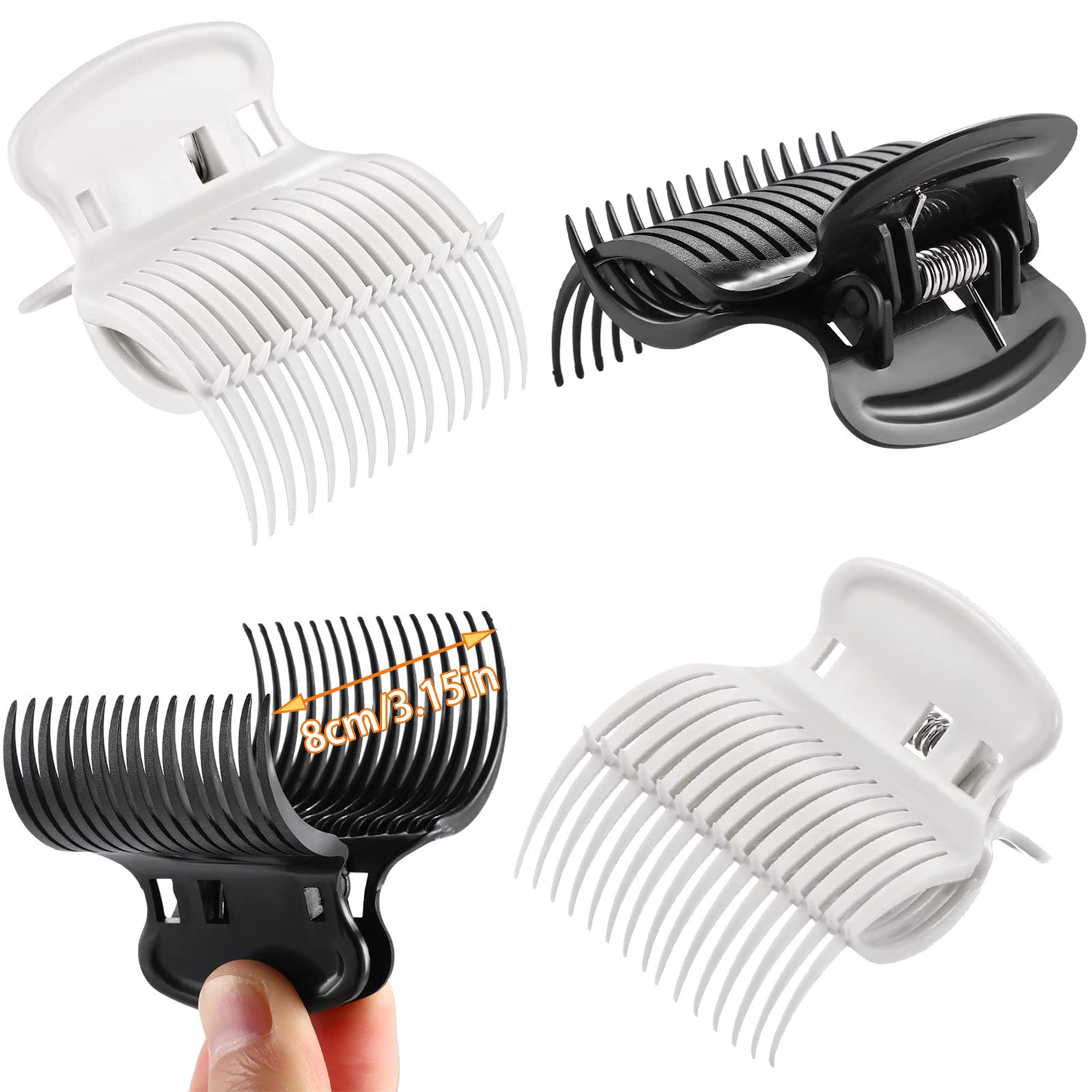 Syhood Hair Roller Clips - 12 Pieces Claw Clips for Hair Styling, Small, Plastic, White/Black, Model Syhood-Hair Roller Clips-01