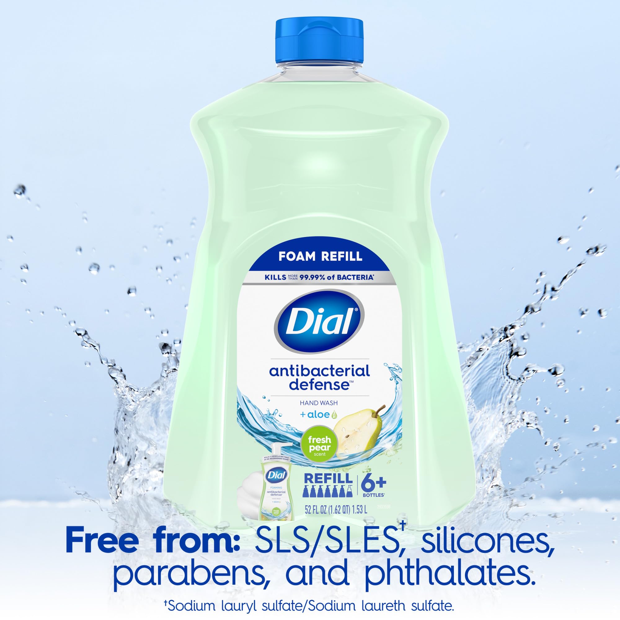 Dial Antibacterial Foaming Hand Soap Refill, Fresh Pear, 52 Fl Oz