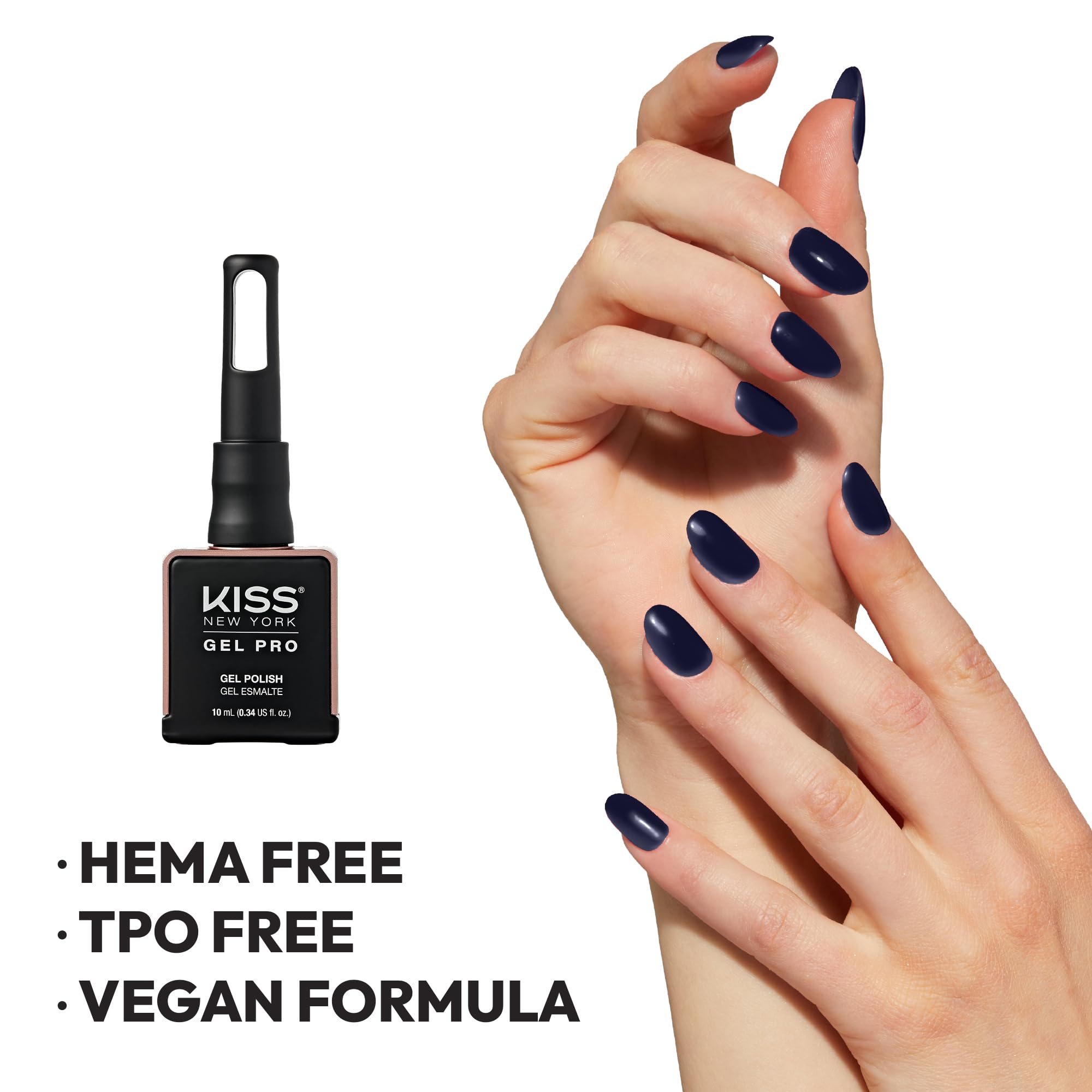 Kiss New York Gel Nail Polish Soak Off UV LED Gel Polish 10mL Nail Art Salon Manicure DIY HEMA FREE, TPO FREE, Made in USA (Pain
