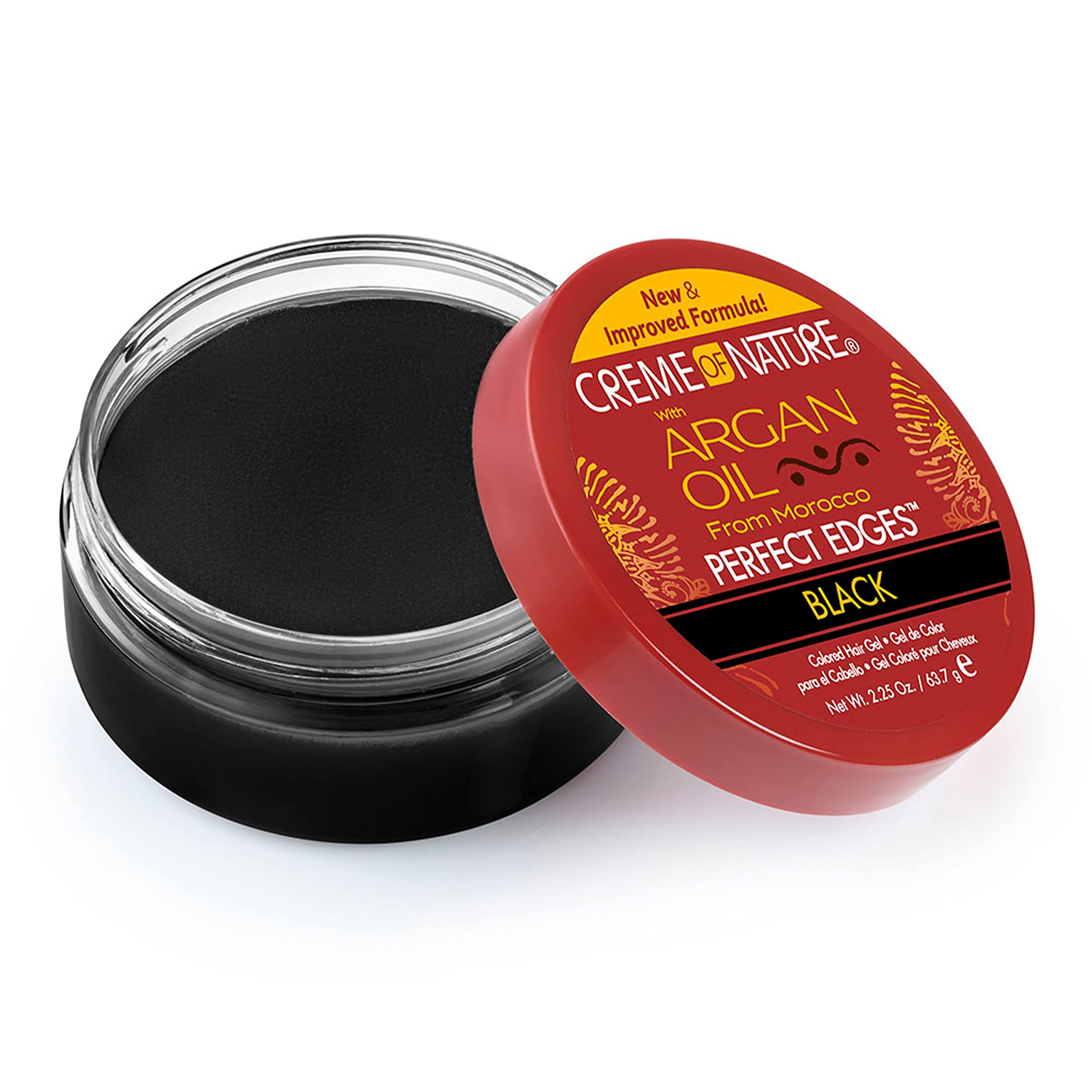 Creme Of Nature With Argan Oil From Morocco Perfect Edges Hair Gel, 24 Hour Hold With Moisture And Exotic Shine, Black, 2.25 Oz