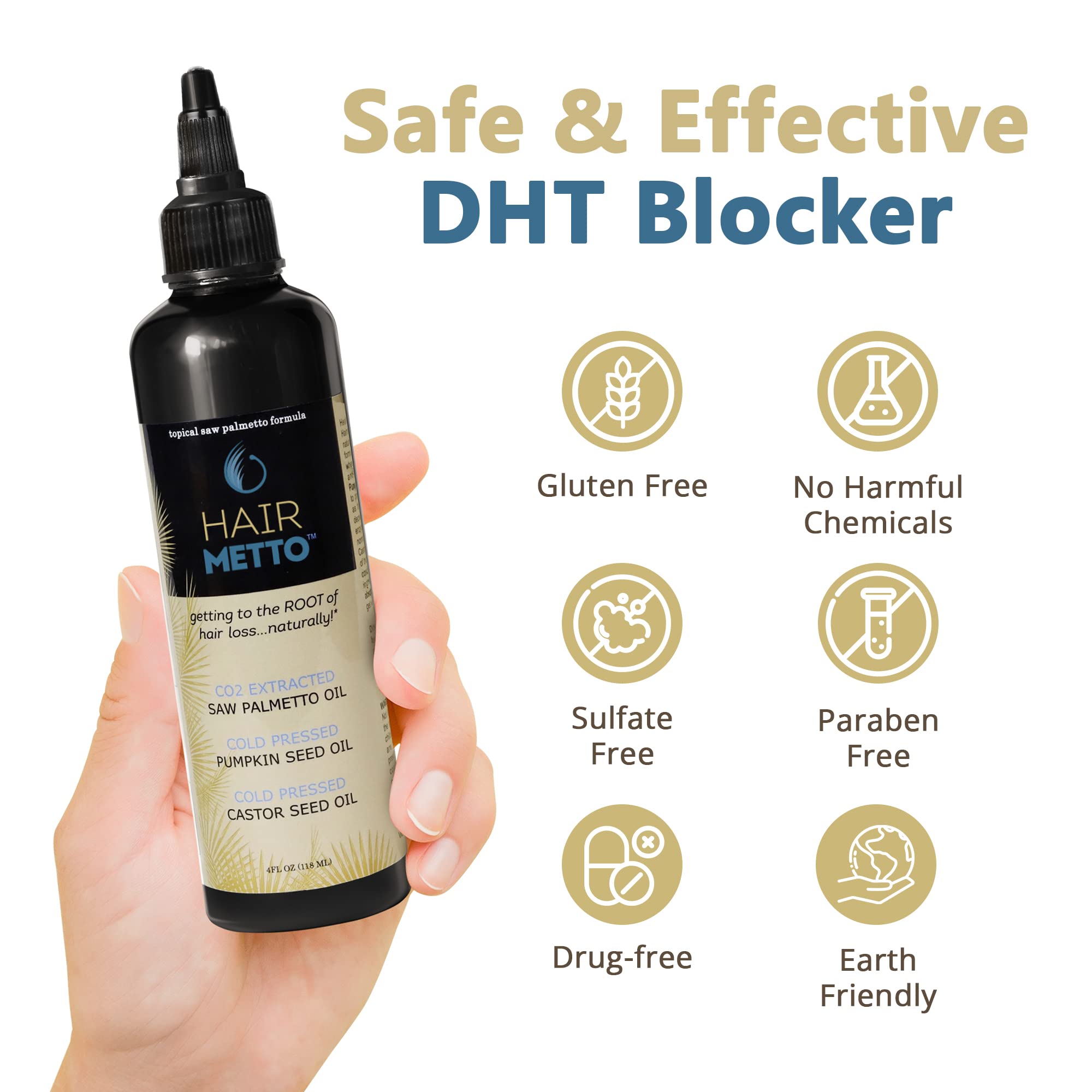 Hairmetto Topical Saw Palmetto And Pumpkin Seed Oil Extract For Hair Loss, Strengthens Hair Roots, Soothes Dry Scalp, With Rosem