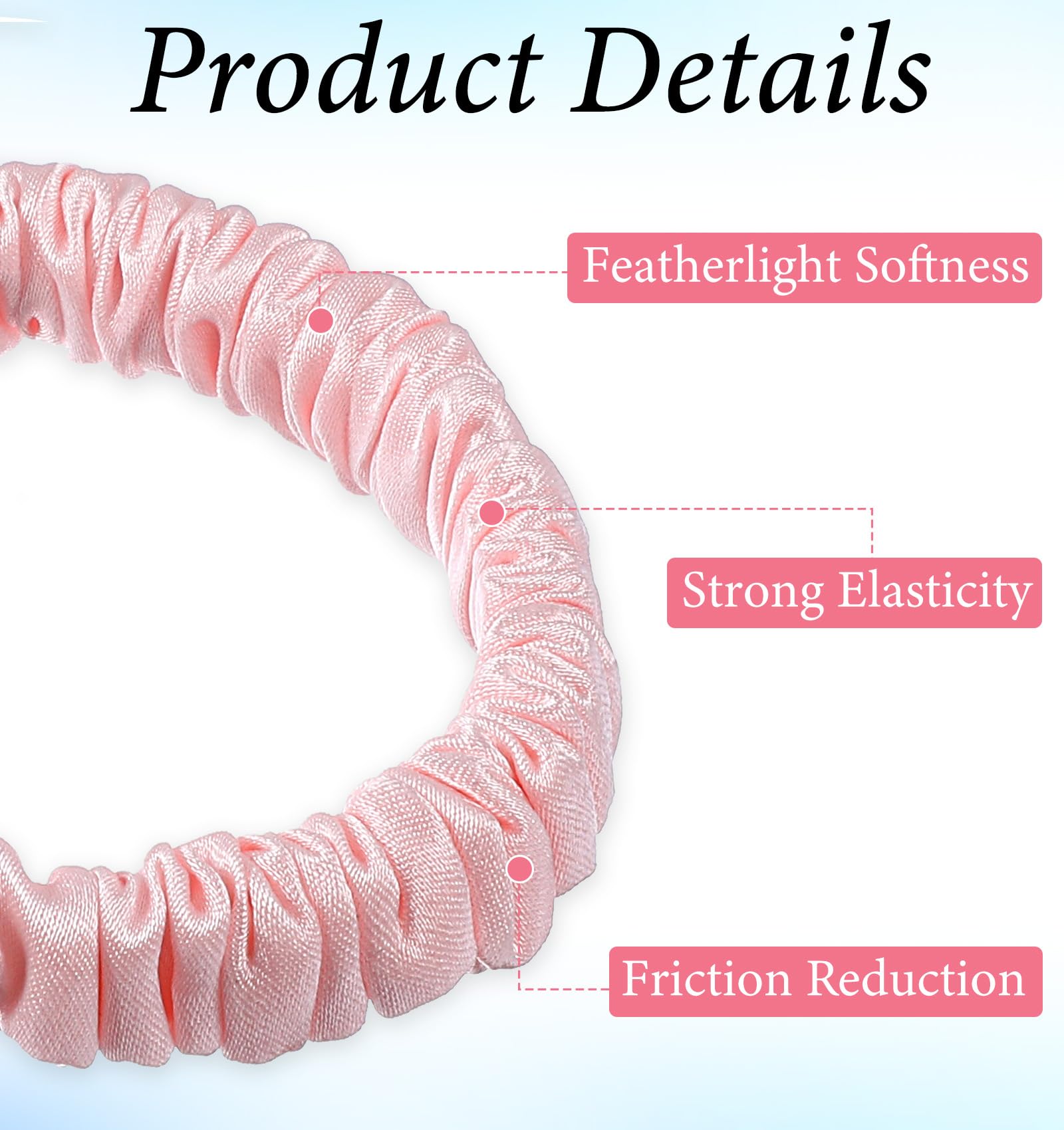 Skinny Scrunchies, 5 Pcs Thin Scrunchies, Silk Ponytail Holders for Girls, Women, Sleeping, Daily Use (Multi-colored)