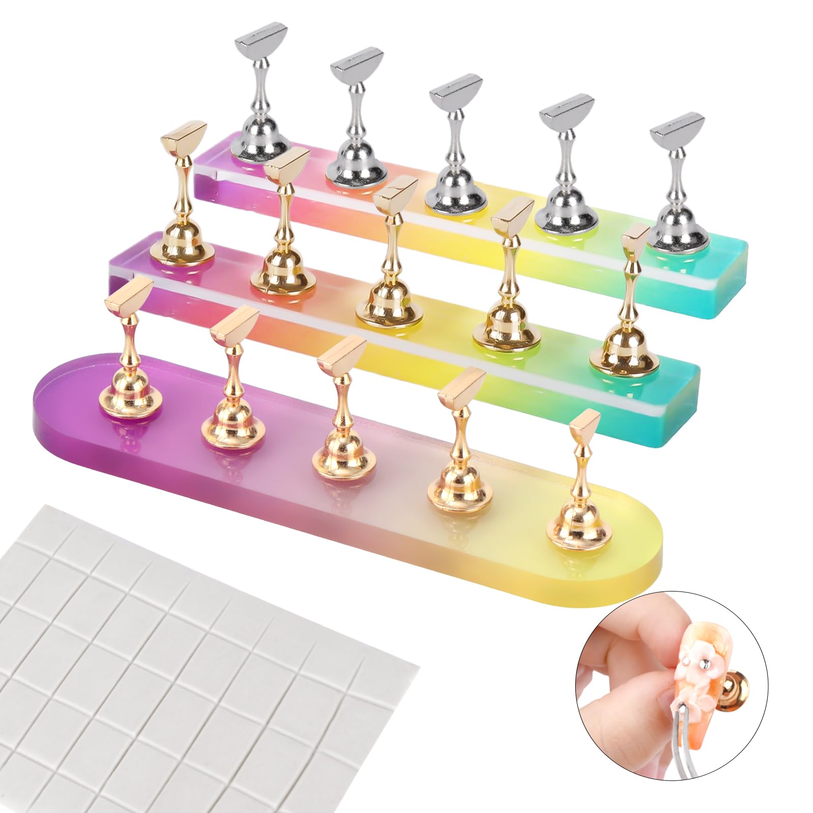 Saviland Nail Holder For Painting Nails : 3 Set Strong Magnet Nail Stand Acrylic Nail Art Display Stand Nail Stand For Press Ons