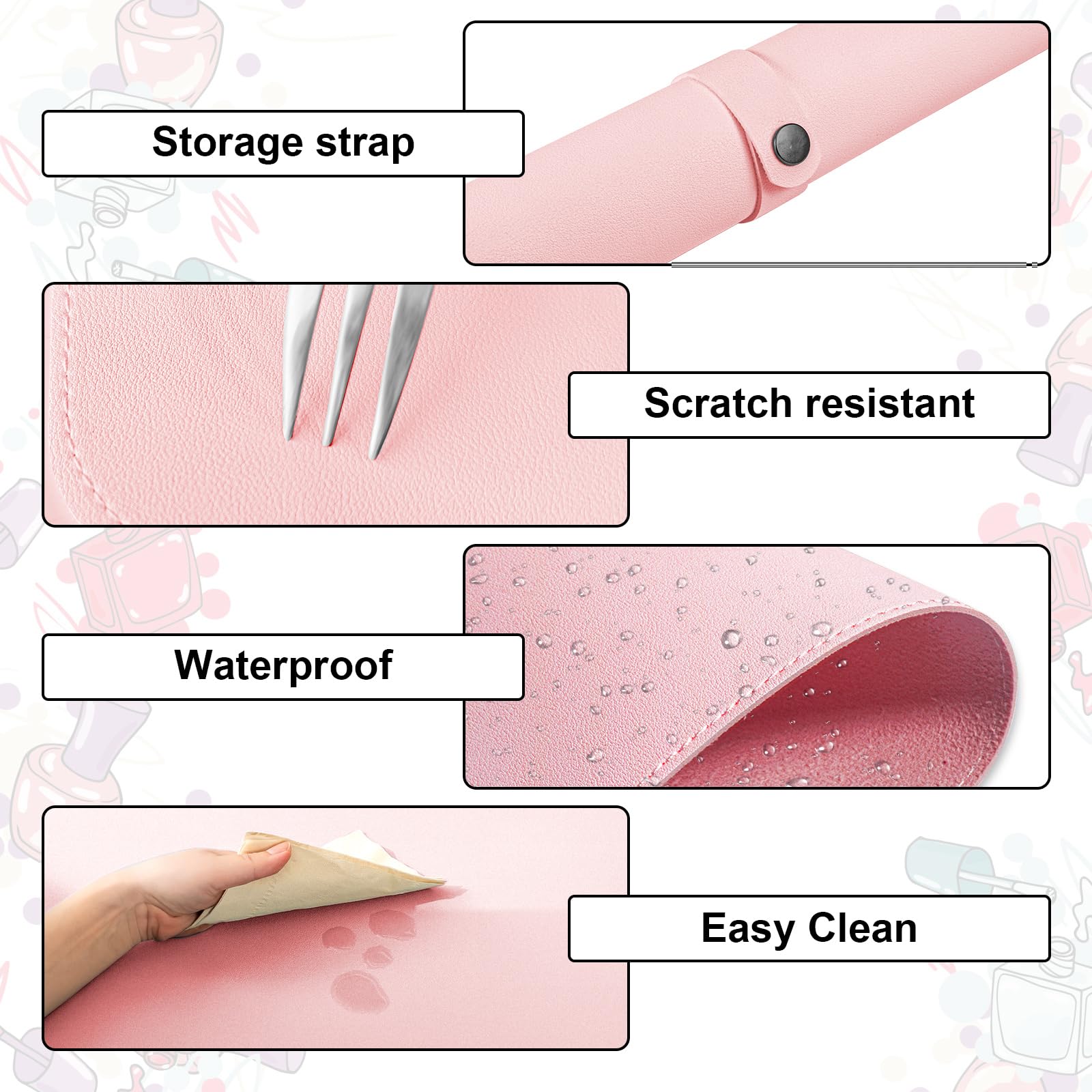 Nail Art Table Mat,Foldable Nail Arm Rest Pad For Nails,Soft Microfiber Pu Leather Nail Table Pad, Waterproof Nail Mat For Nail