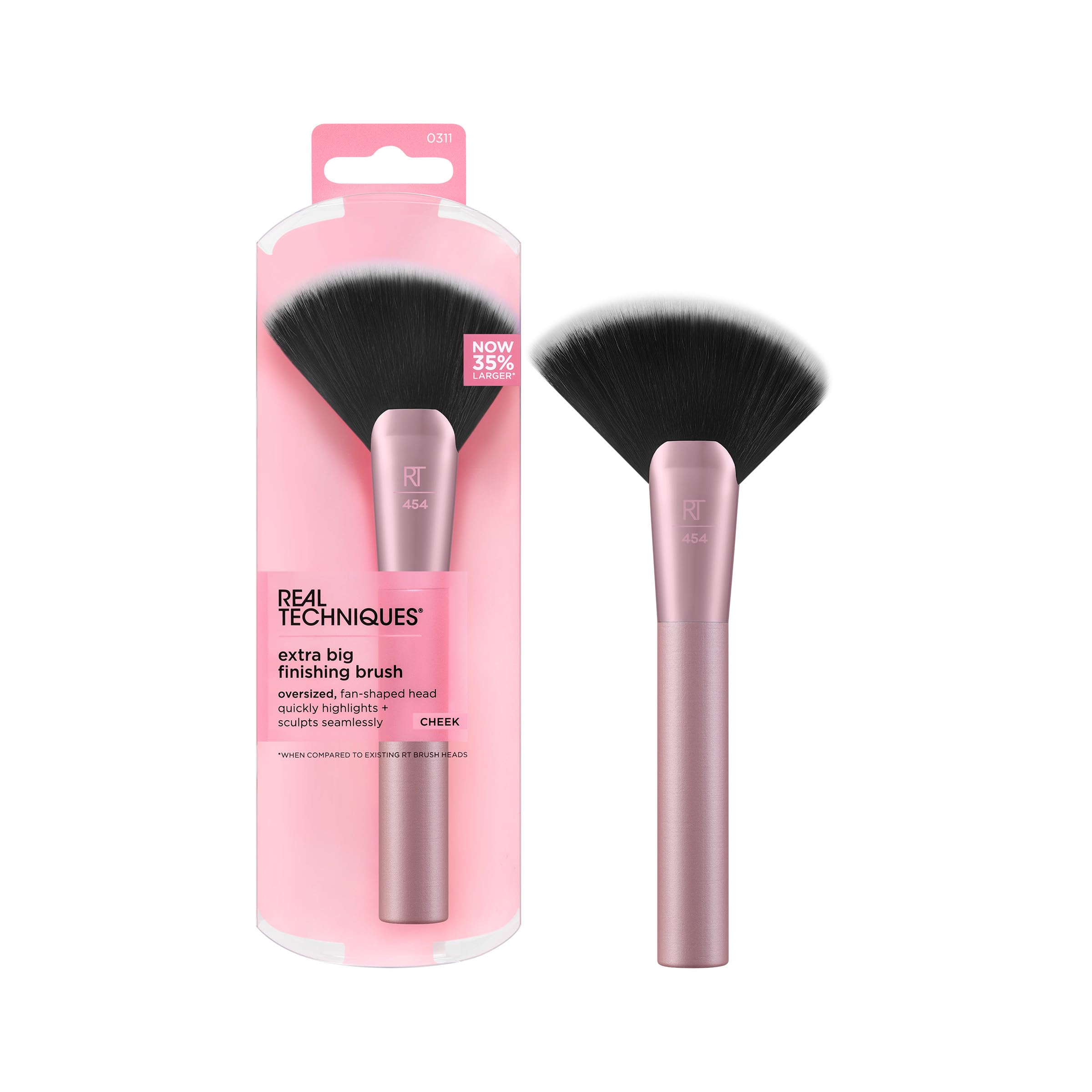 Real Techniques Extra Big Finishing Brush, Large Makeup Brush For Powder Bronzer, Highlight, & Contour, Xl Oversized Fan Brush F