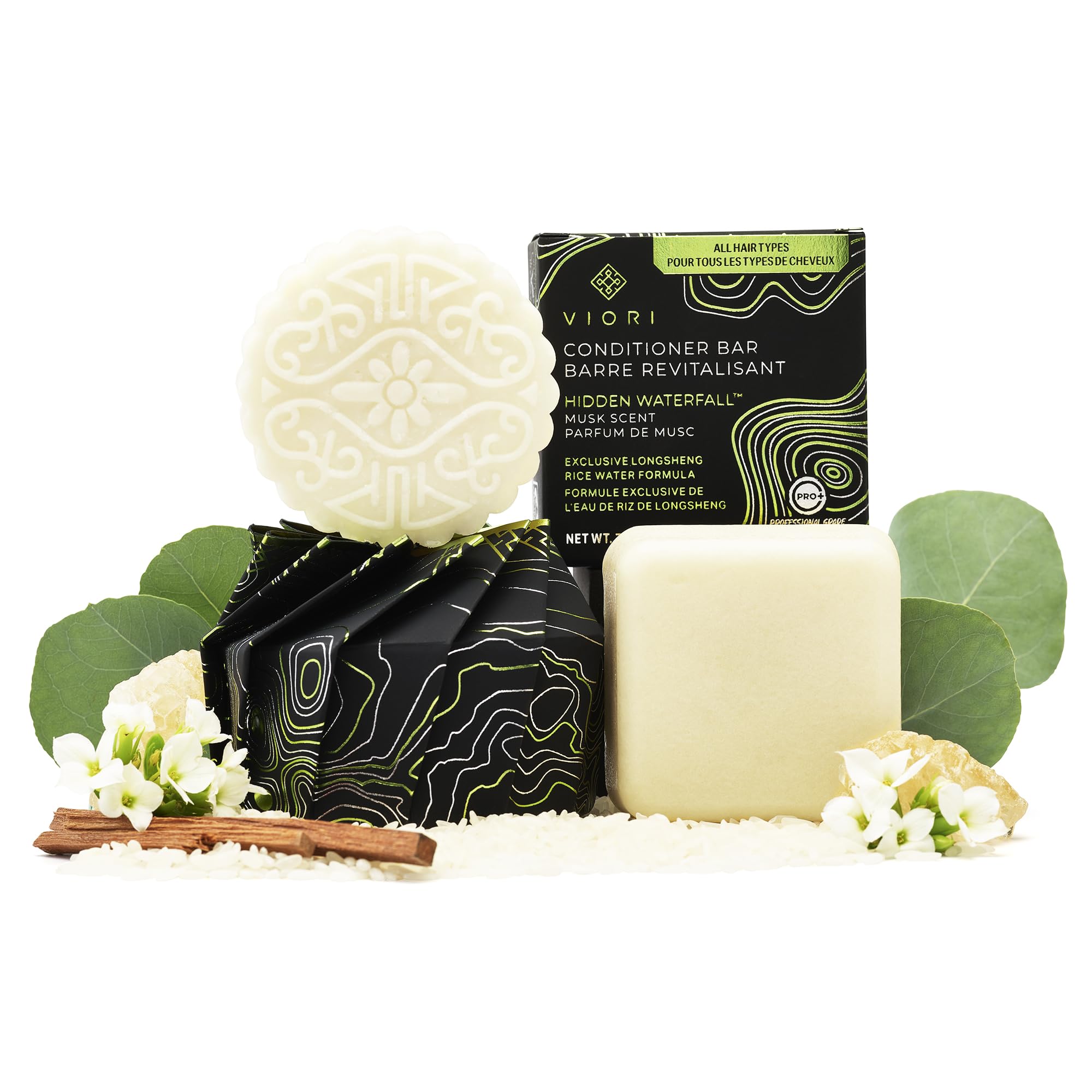 Viori Hidden Waterfall Shampoo And Conditioner Bar Set - Made With Rice Water For Hair Growth - Handcrafted Sulfate Free Shampoo