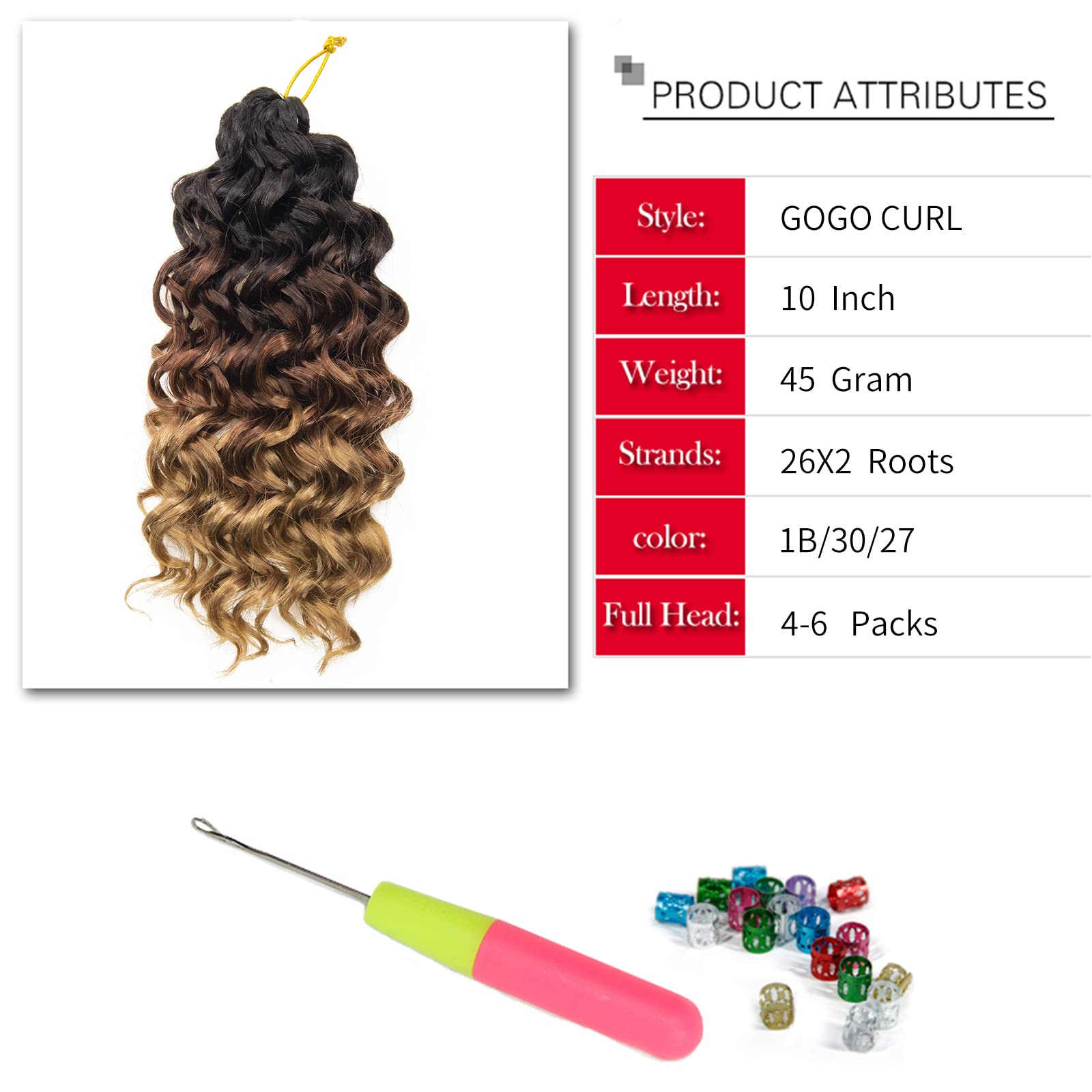 Gogo Curl Crochet Hair Water Wave Crochet Hair Ombre Color Synthetic Bohemian Crochet Braid Deep Wave Braiding Hair Extensions (