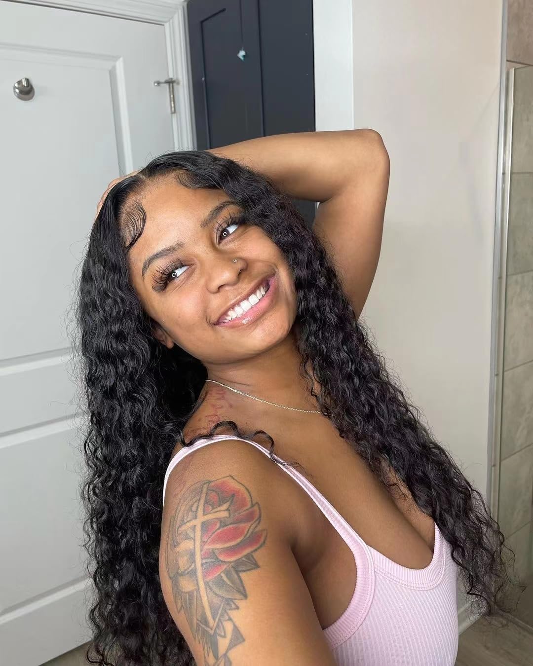Josblue Deep Wave Lace Closure Wigs Human Hair Glueless Deep Curly Wave Lace Front Human Hair Wigs For Black Women With Baby Hai