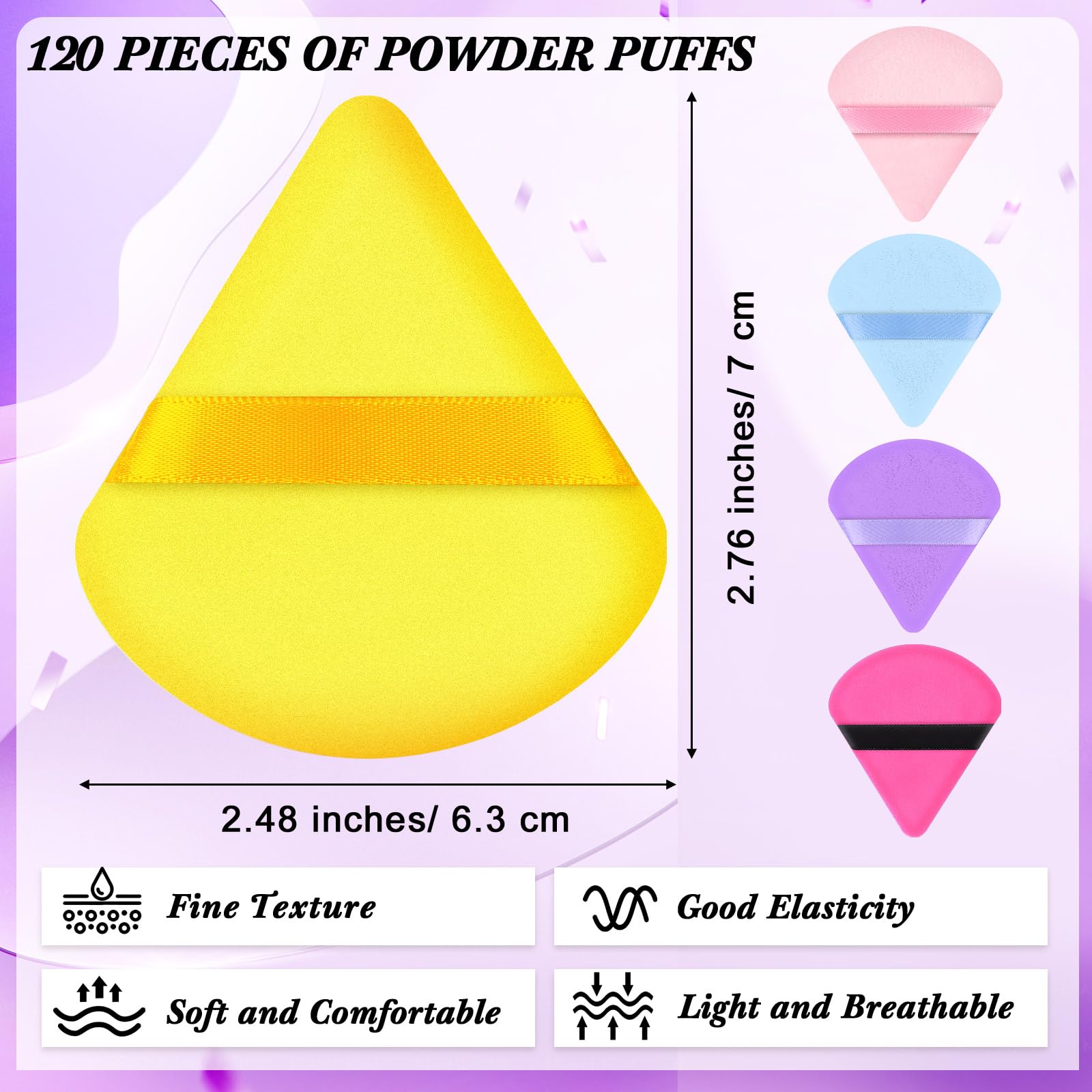 Skylety 120 Pieces Powder Puff Soft Triangle Makeup Puff Sponge Beauty Puff For Loose Powder Cosmetic Foundation Blender Dry Con