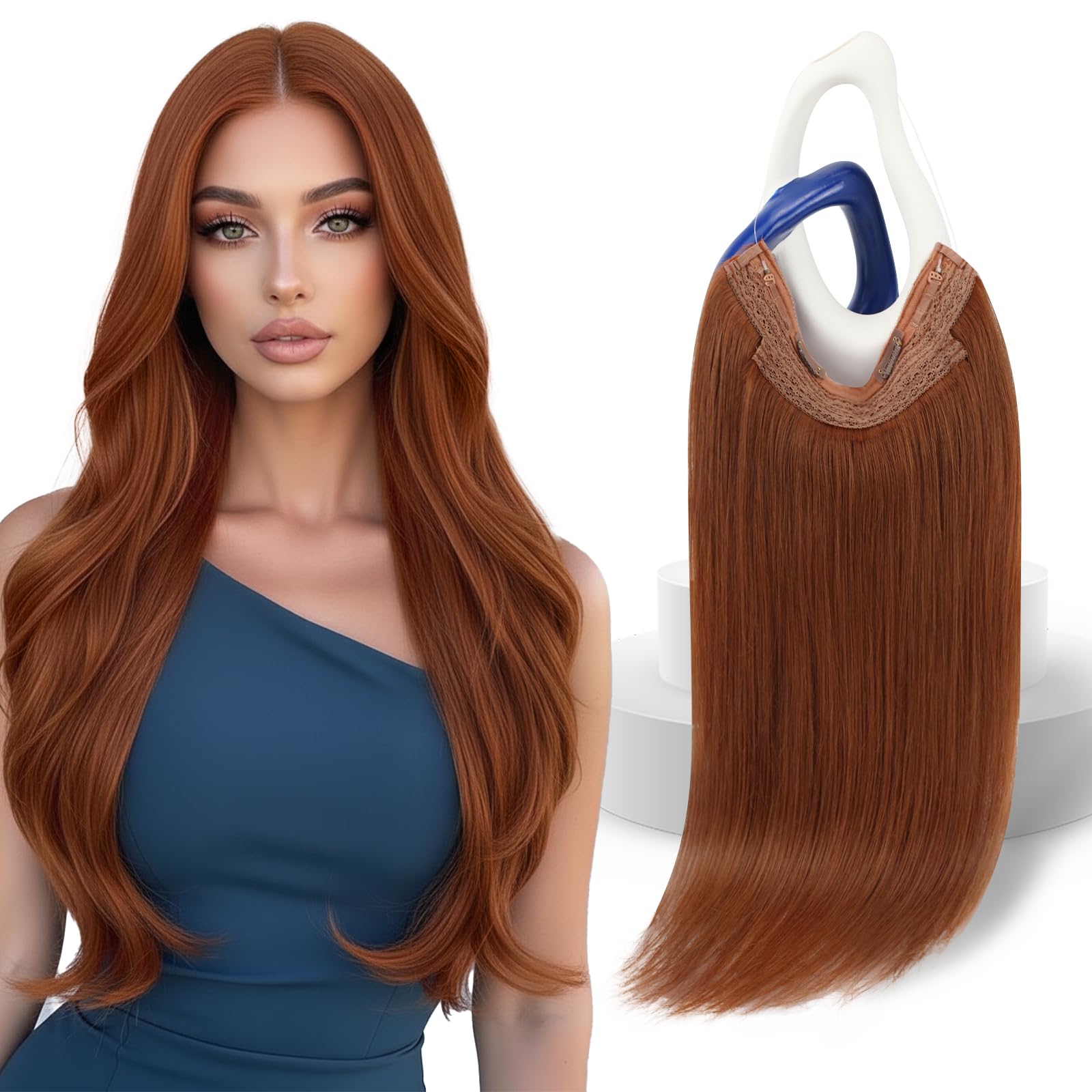 Sunny Hair Wire Hair Extensions Real Human Hair Fish Line Human Hair Extensions Invisible Wire Extensions Light Auburn #30 20 In