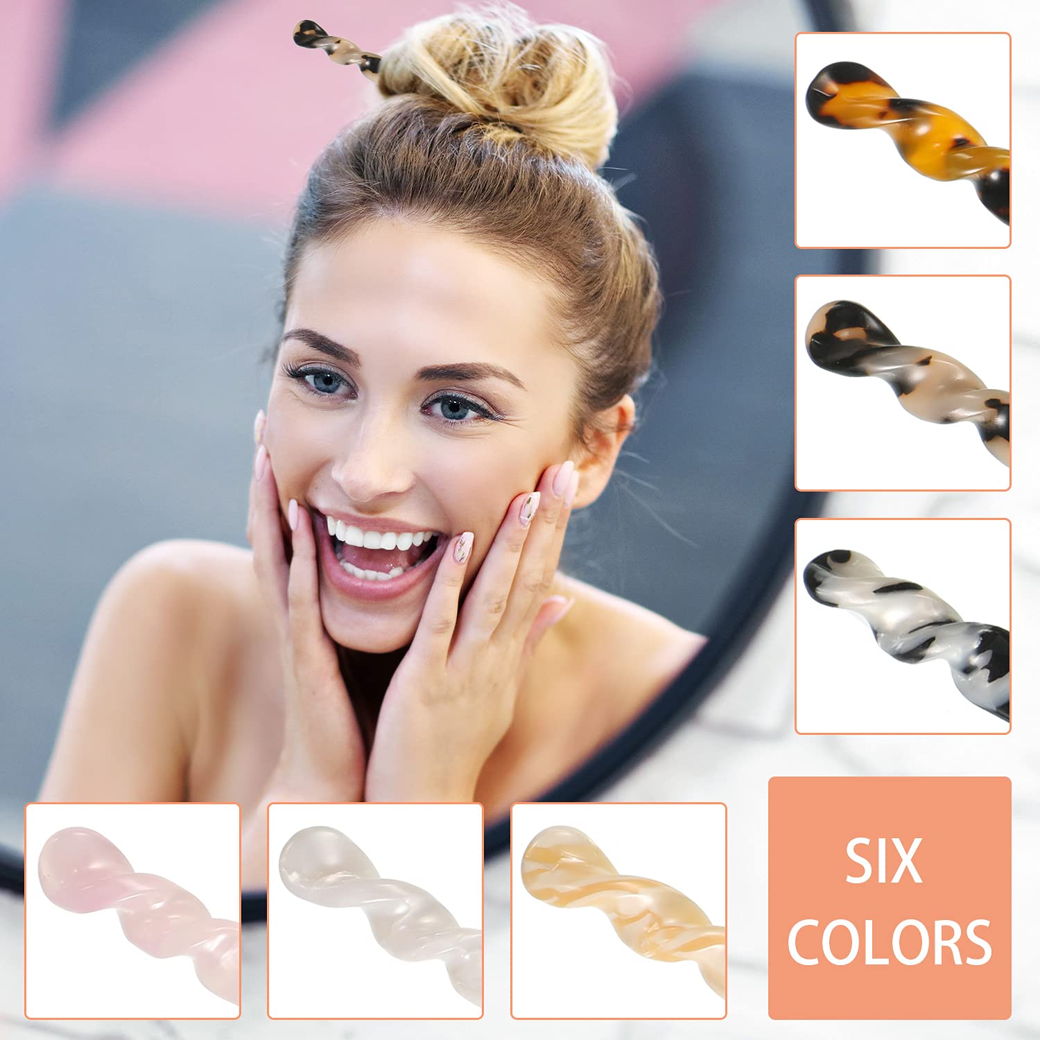 6 Pcs Acetate Hair Stick Tortoise Shell Hairpin Chopstick Hair Accessories Leopard Print Hair Pin Retro Hairpins Disk Hair Stick