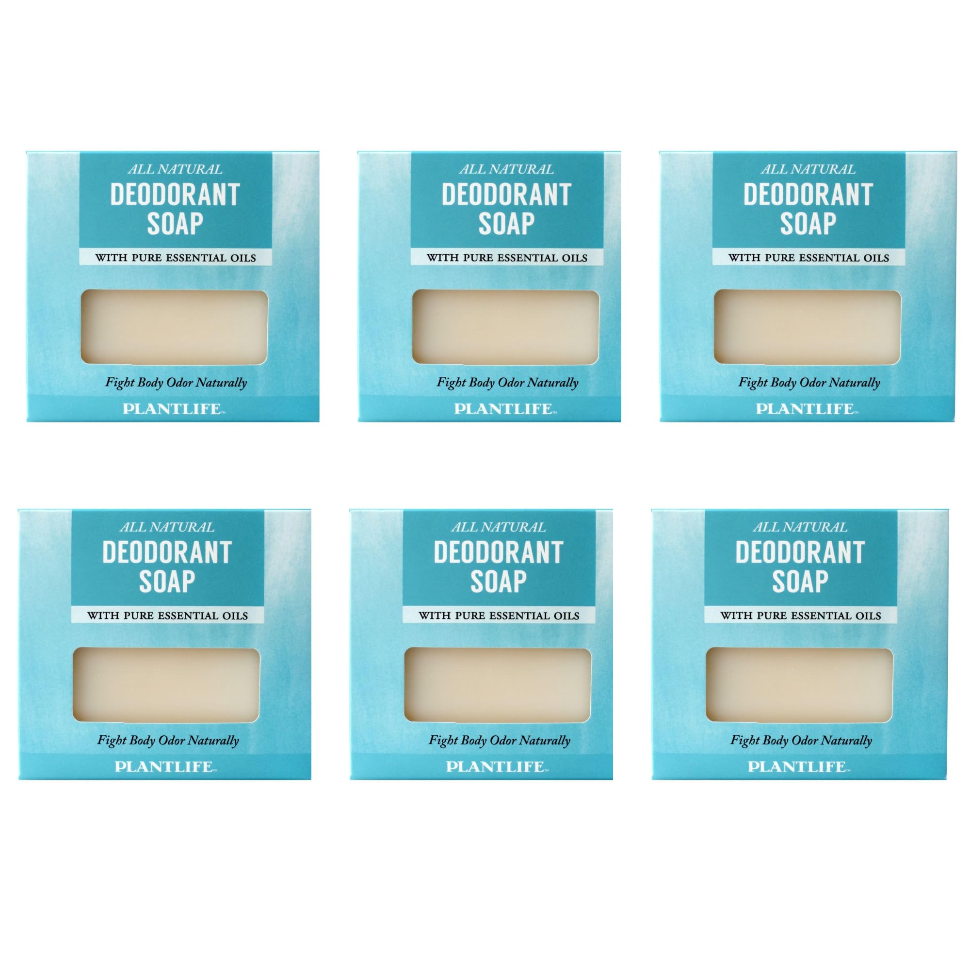 Plantlife Deodorant 6-Pack Bar Soap - Moisturizing and Soothing Soap for Your Skin - Hand Crafted Using Plant-Based Ingredients 