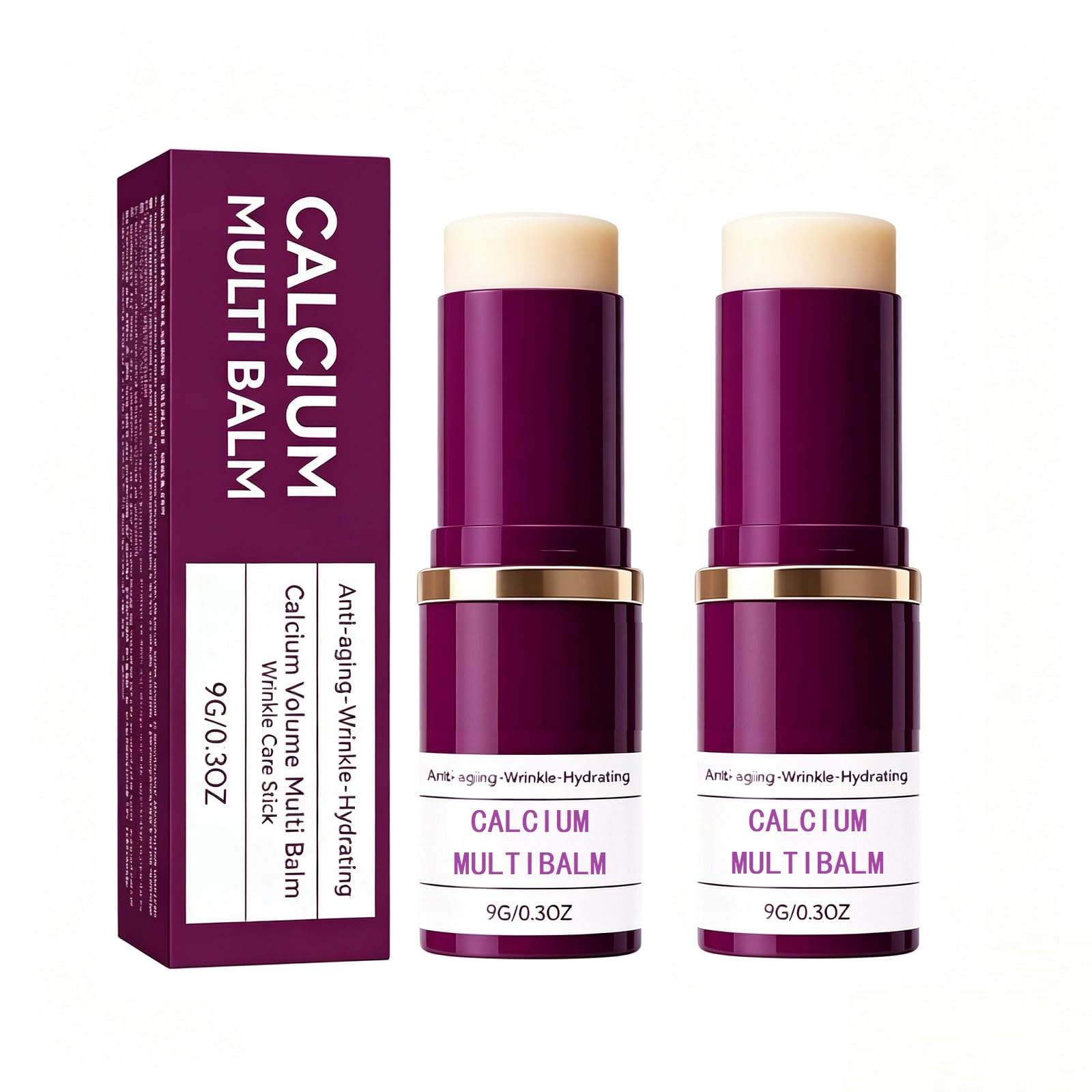OUKPANE 2Pcs Cemenrete Calcium Multi Balm, Wrinkle Core Stick, Collagen Moisturing Stick, Hydrating, Almond & Vitamin E for Lip 