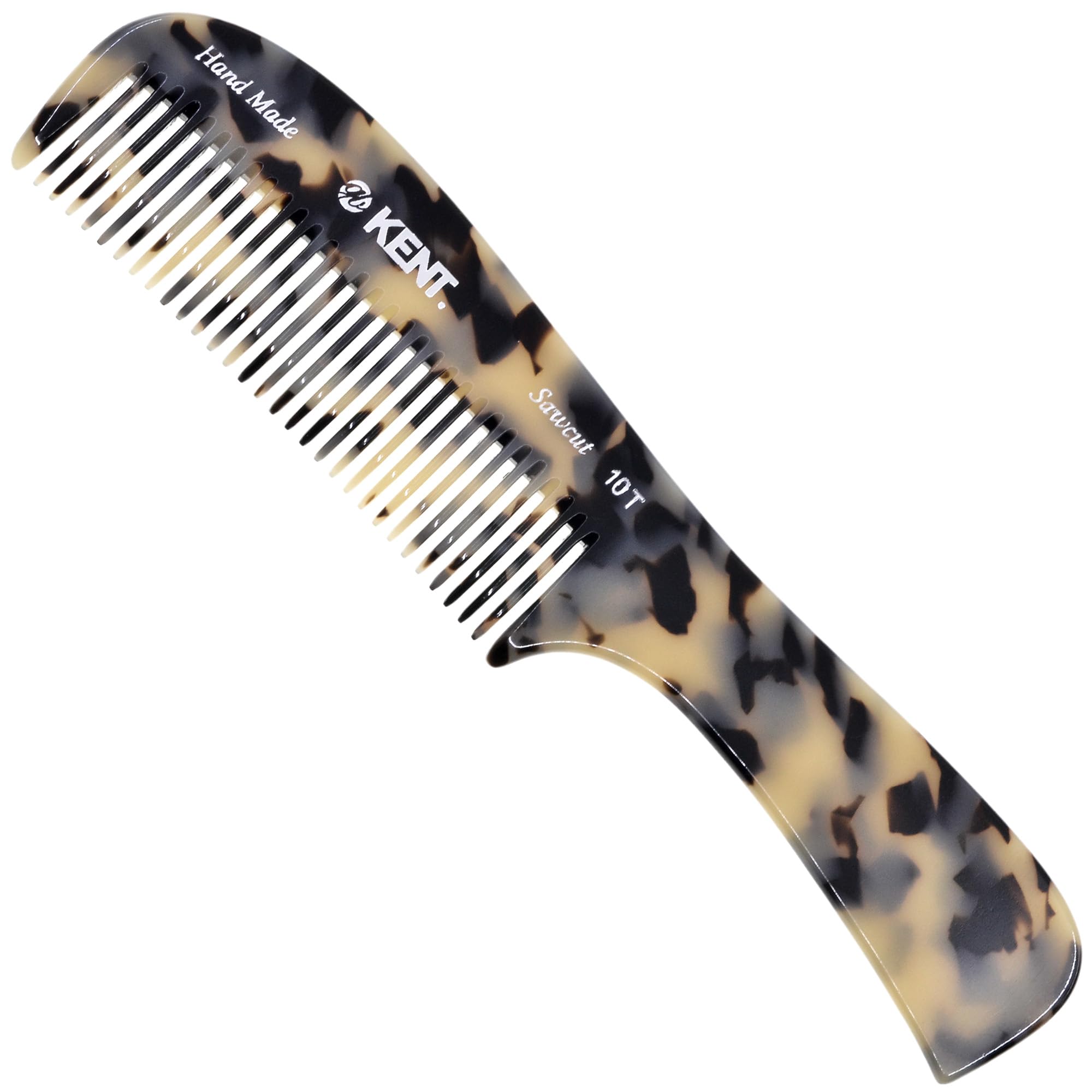 Kent Large Hair Detangler Comb For Women, Handmade Wide Tooth Comb For Curly Hair - Saw Cut, Cellulose Acetate, Waterproof, Flex