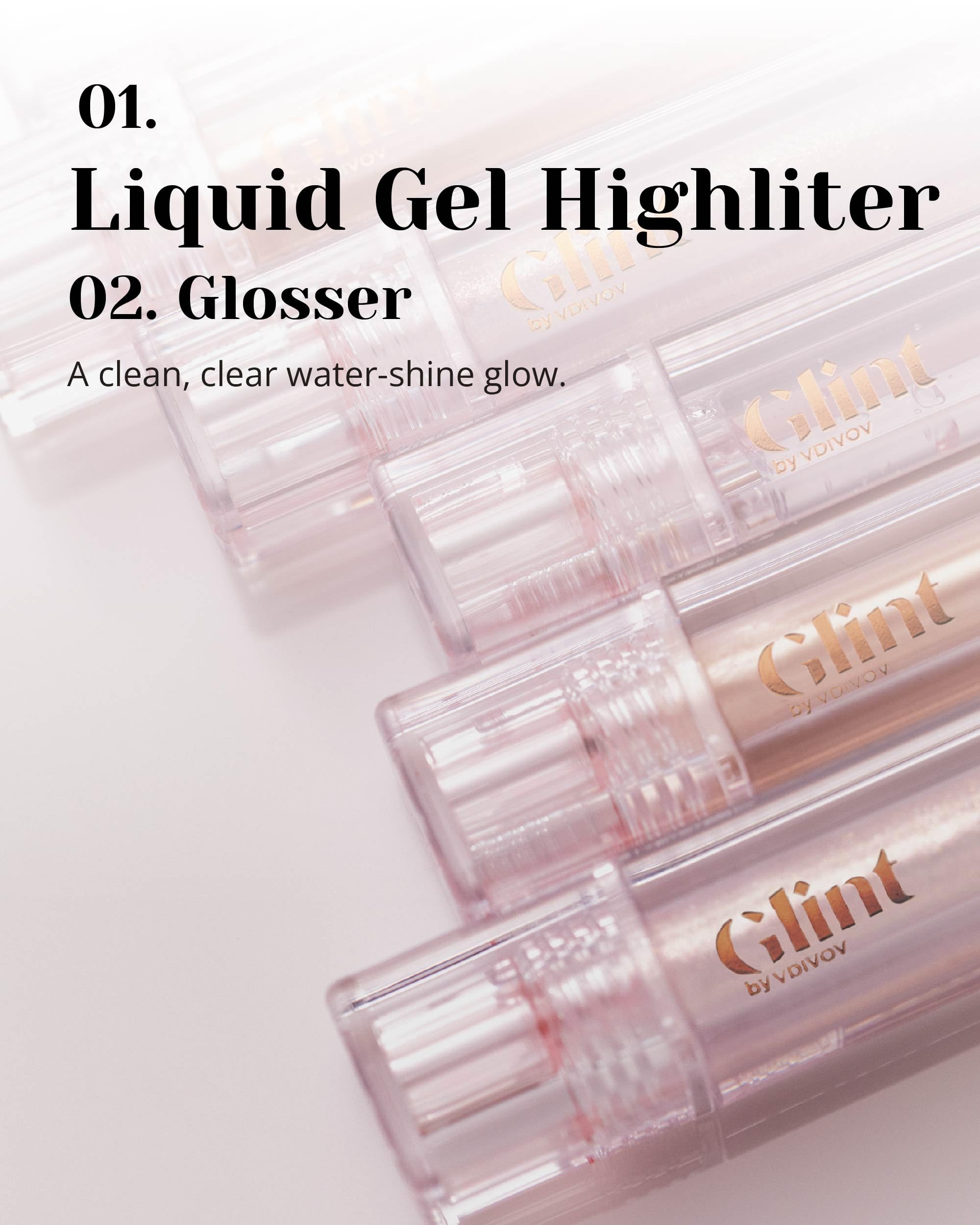 Glint Liquid Gel Highlighter (Glosser, 0.1Oz) - Multi-Use Face & Body Gloss For Smooth Glow, Long-Lasting Illuminator Balm For H