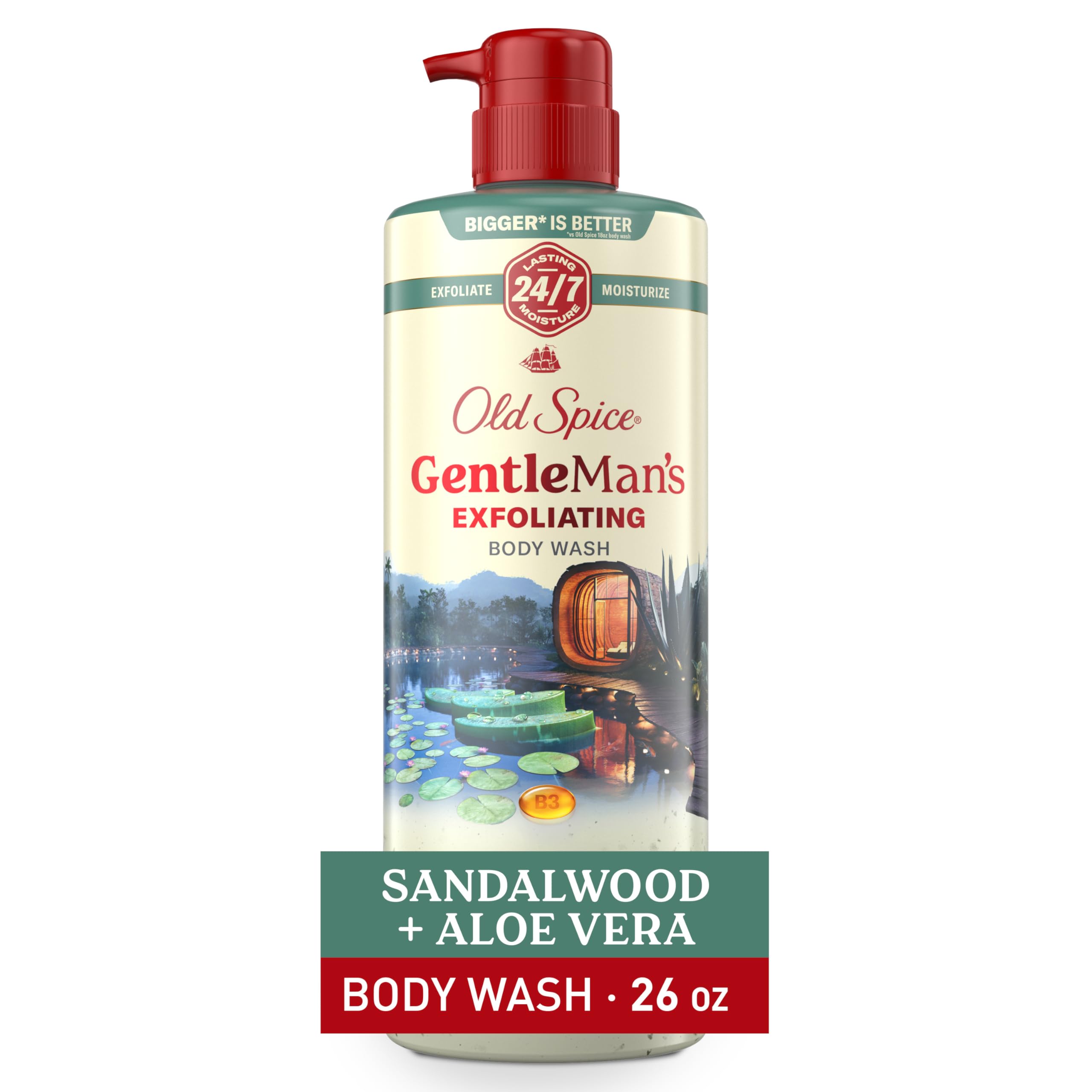 Old Spice GentleMans Exfoliating & Moisturizing Body Wash for Men, 24/7 Shower Fresh with Long Lasting Scent, Renewing Vitamin 