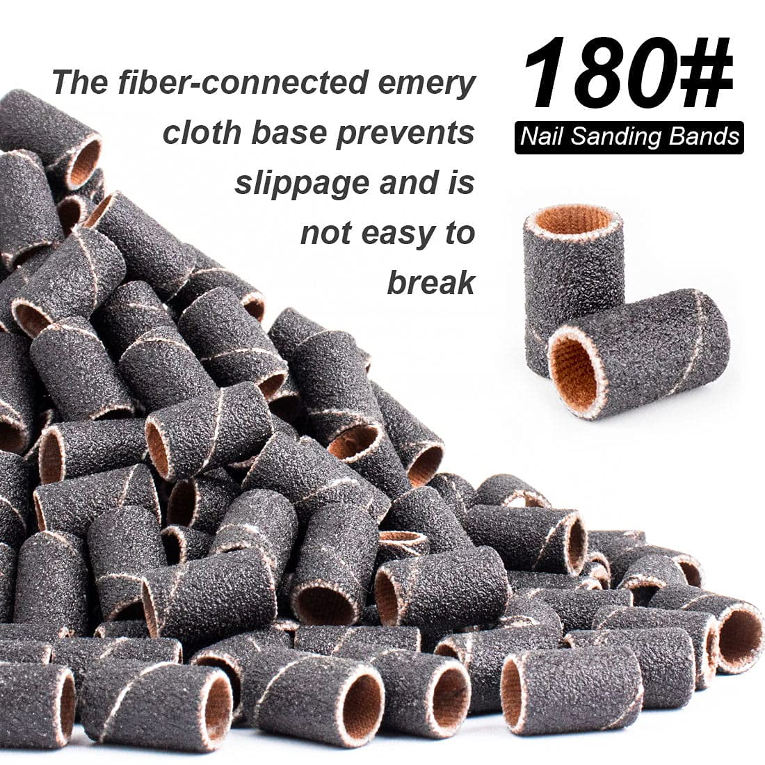 Rolybag Sanding Bands For Nail Drill,Drill Sanding Band With Storage Box,Include 100 Fine Sand Bands And 2 Pieces Mandrel For Mo