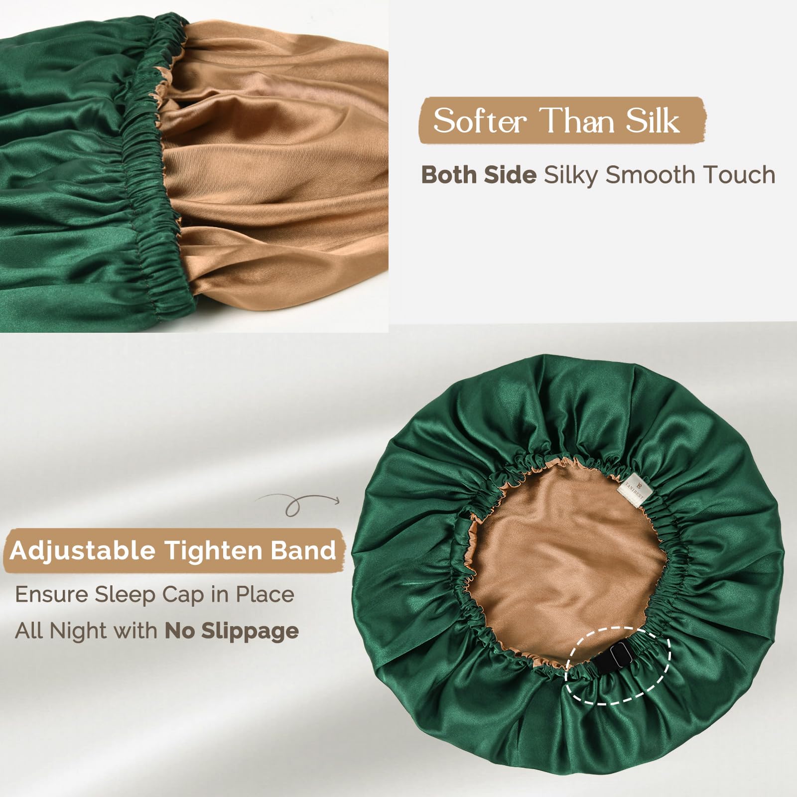 Yanibest Satin Bonnet For Sleeping, Hair Bonnets For Women And Men, Double Layer Ajustable Silky Bonnet For Curly Braids Hair Da