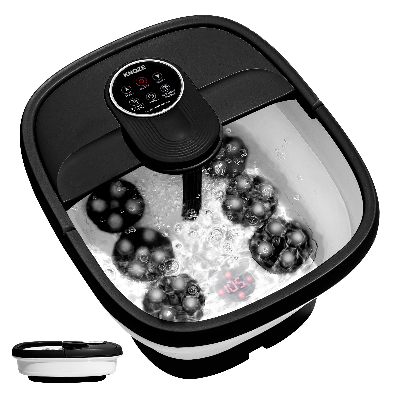 Electric Motorized Foot Spa with Heat, Bubble Massage, Remote Control, 24 Shiatsu Massage Balls for Stress Relief and Pedicure (