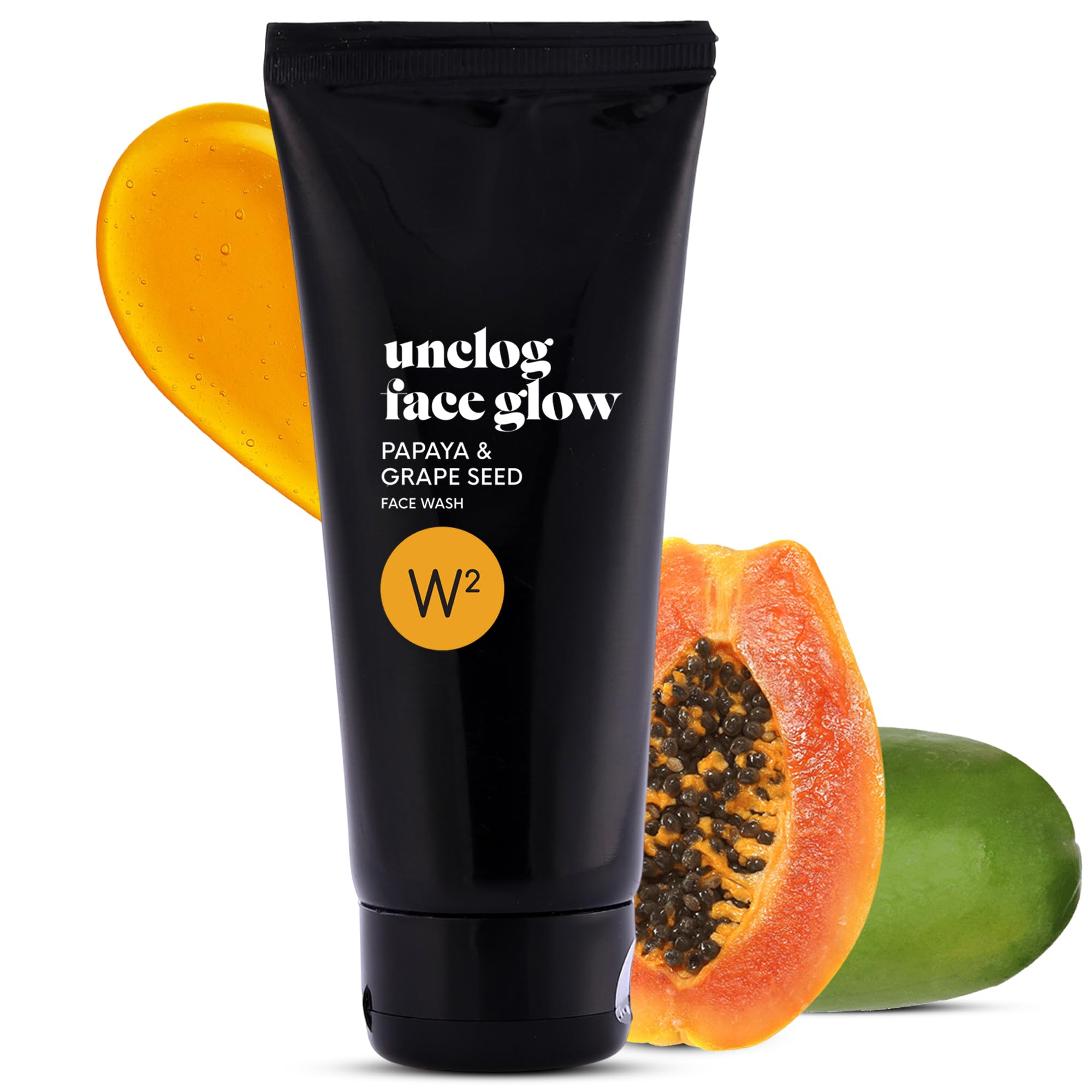 W2 Papaya Deep Cleanse Face Wash With Papaya & Grape Seed | Face Wash For Glowing & Clear Skin, Gentle Cleanser For Brightening,