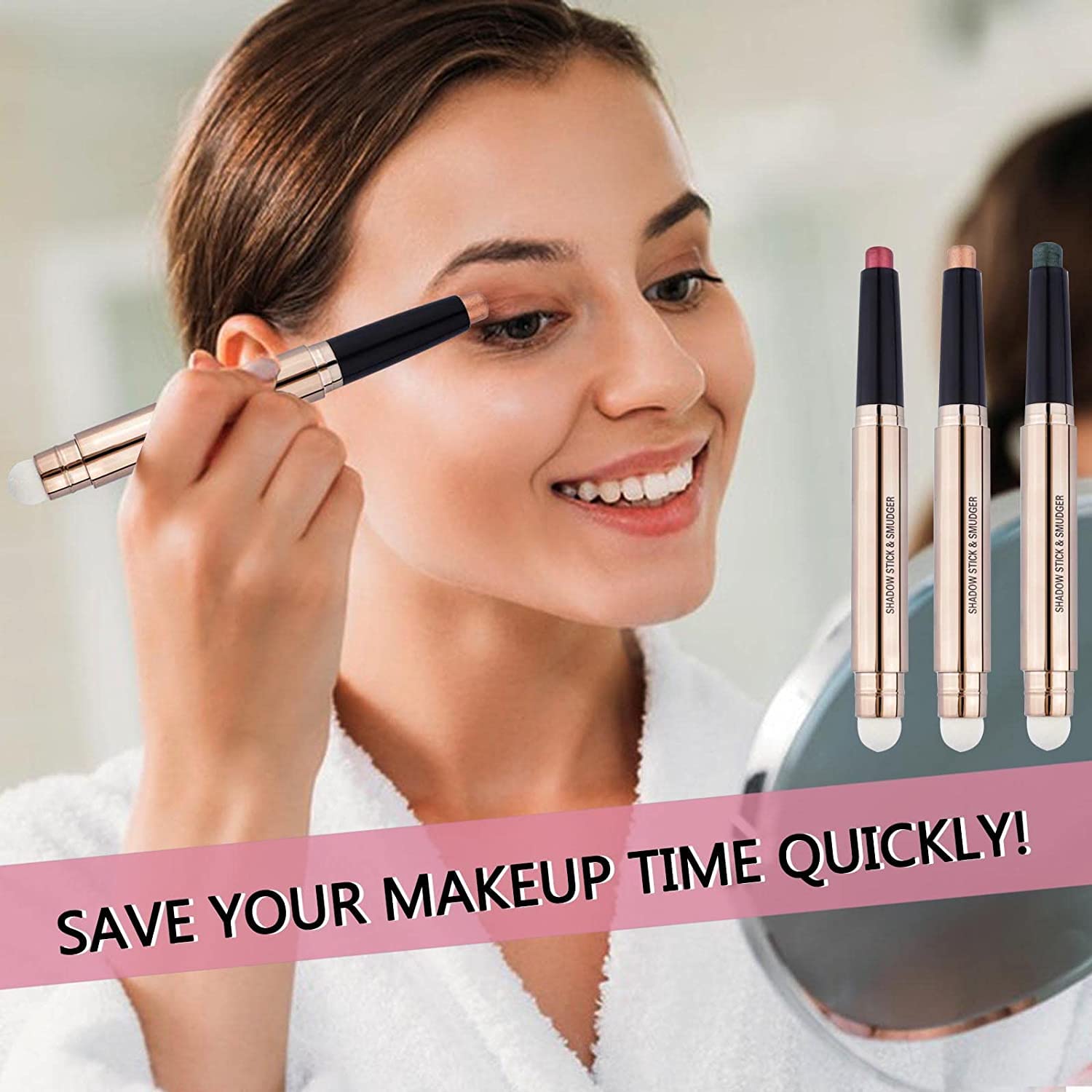 Metiplou Blue Eyeshadow Stick Eyeliner Pencil Makeup Cream Shimmer Smooth Eye Shadow Pencil Hypoallergenic Waterproof Long Lasti