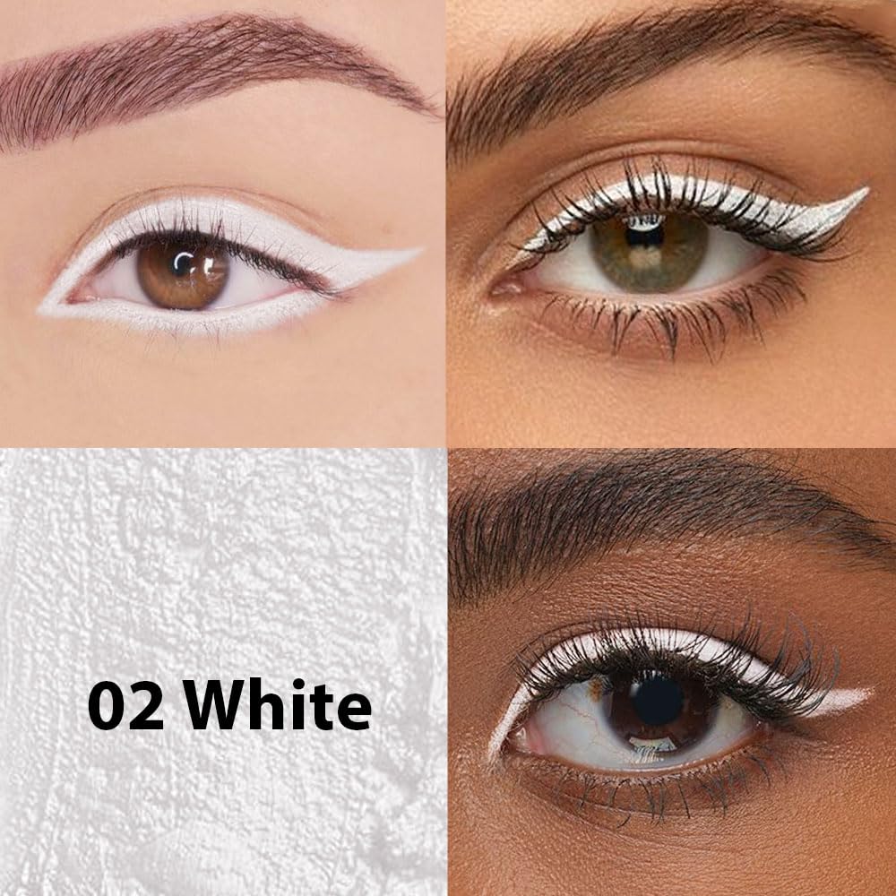 Kaely White Pencil Eyeliner,Sharpenable Multi-Use Gel Eyeliner Pencil,Waterproof Smudge Proof Eye Liner Pen,Long Lasting Smooth