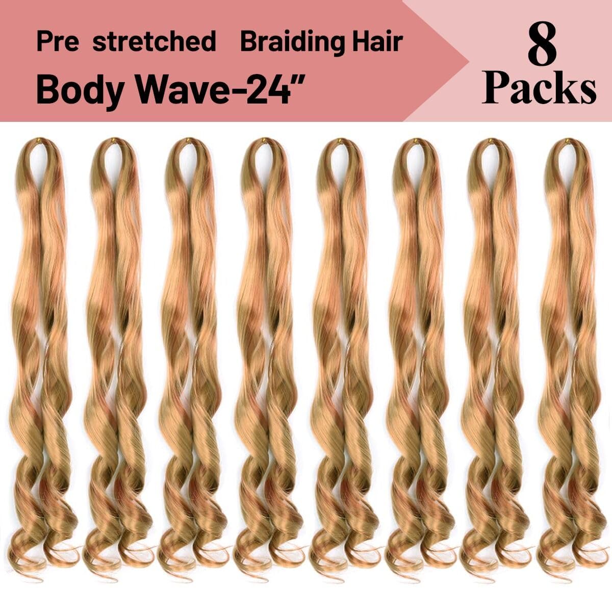 French Curly Braiding Hair for Box Braids P27/30 Loose Wave Braiding Hair 8 Packs 24 Inch 75G/Pack Spanish Curly Synthetic Spira