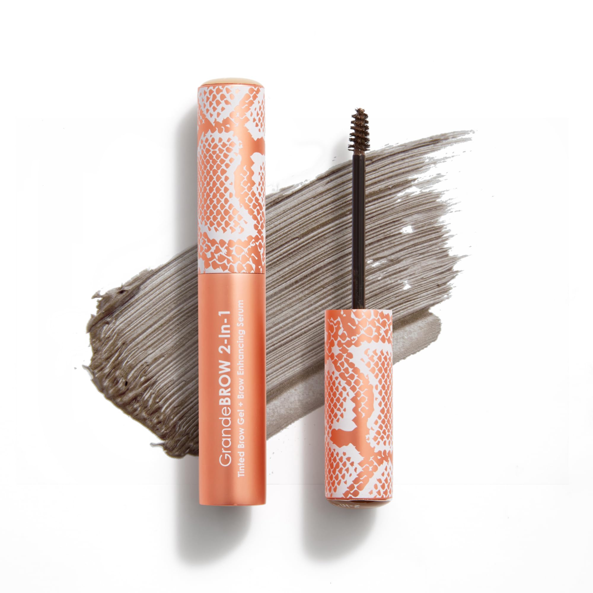 Grande Cosmetics 2-in-1 Tinted Brow Gel + Brow Enhancing Serum, Thick & Darker Brows, Shape & Fill Brows Effortlessly, Taupe, Tr
