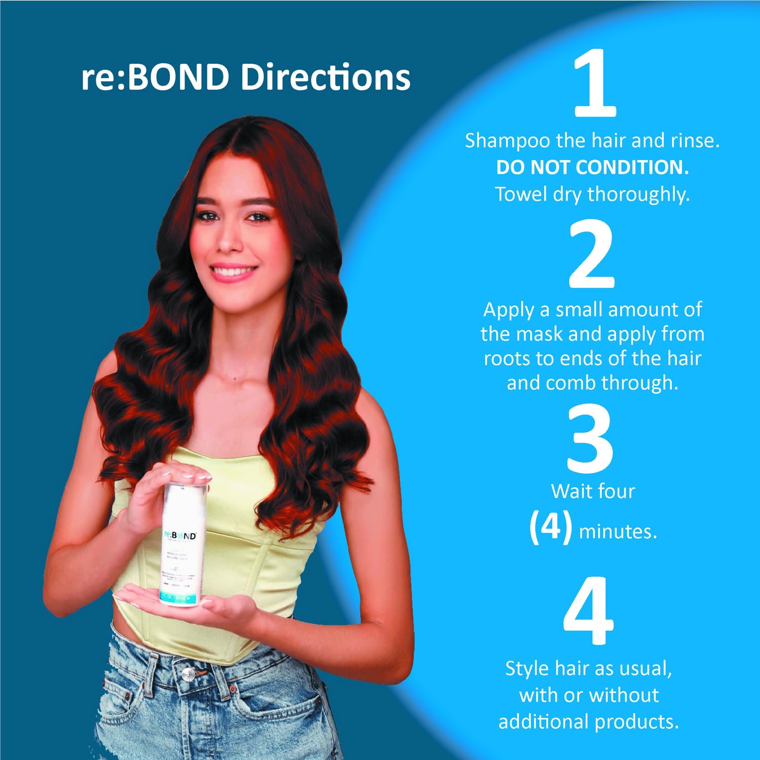 Rebond Leave-In Miracle Bond Building Hair Mask- 4 Minute Repair Treatment Deep Conditioning For Bleached, Damaged, Dry, Colored