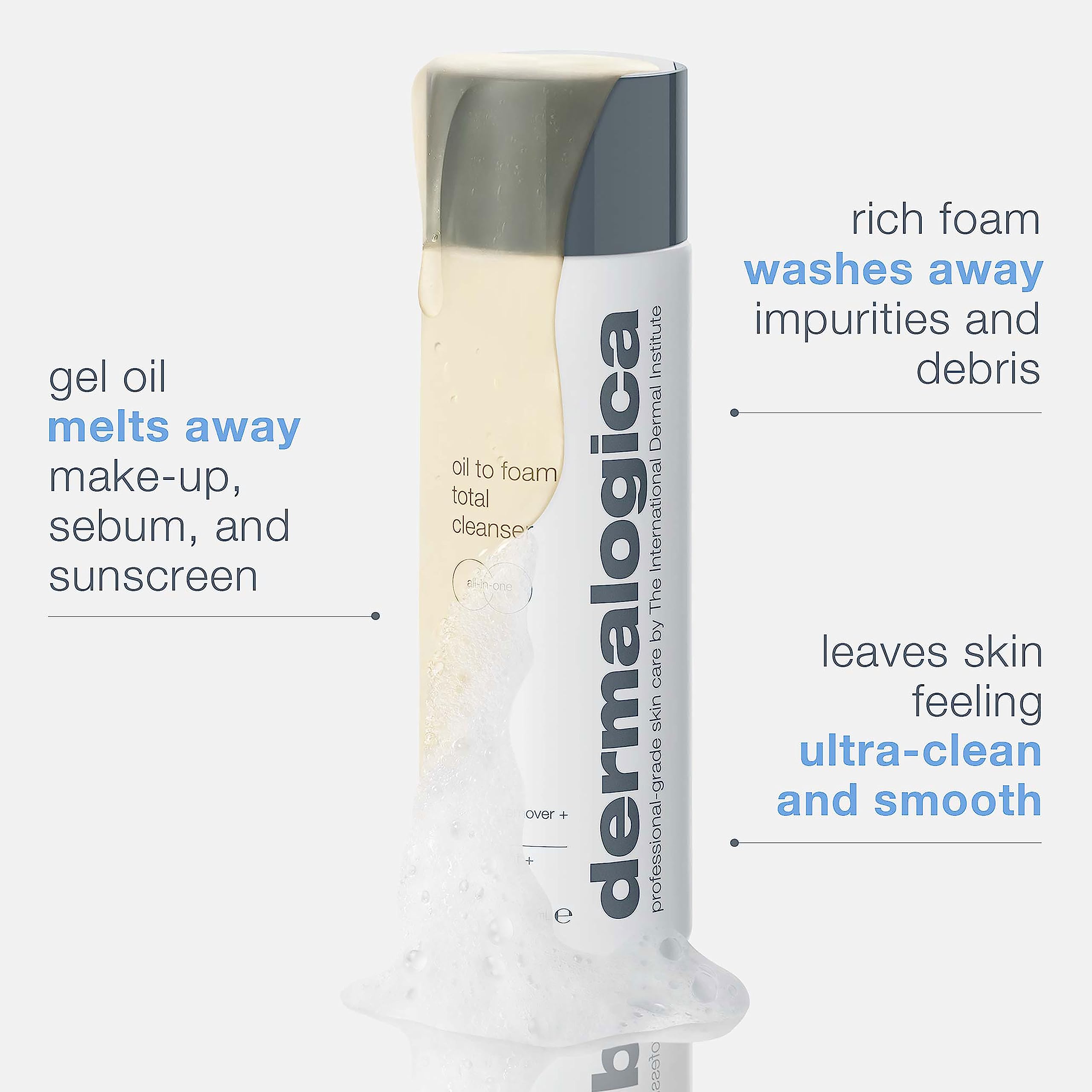 Dermalogica Oil To Foam Total Cleanser For Face - Removes Make-Up, Sunscreen, And Debris While Cleansing Skin In One Step For Ul