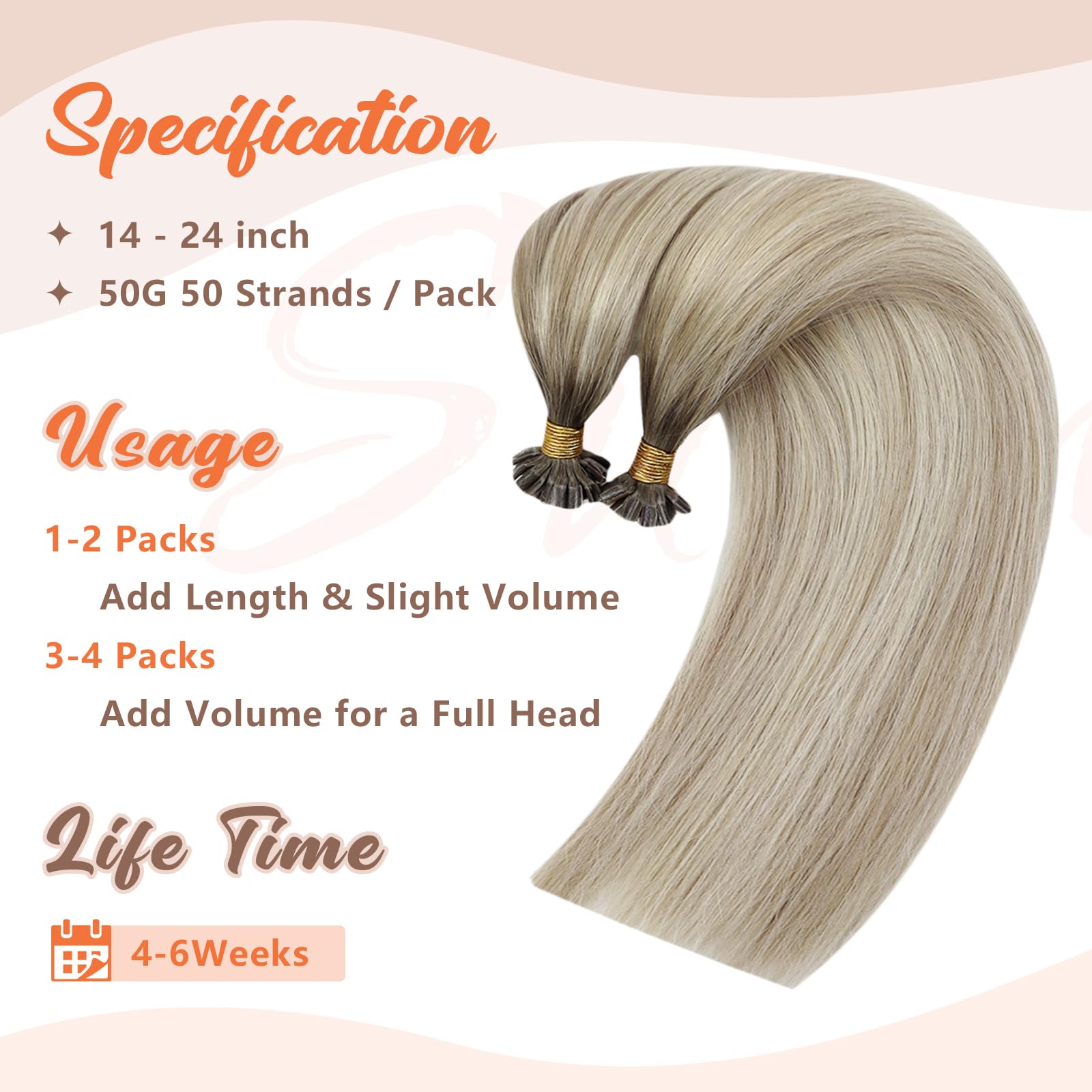 Sunny Utip Hair Extensions Human Hair Balayage Blonde U Tip Hair Extensions Balayage Cool Ash Grey Ombre Platinum Blonde Fusion
