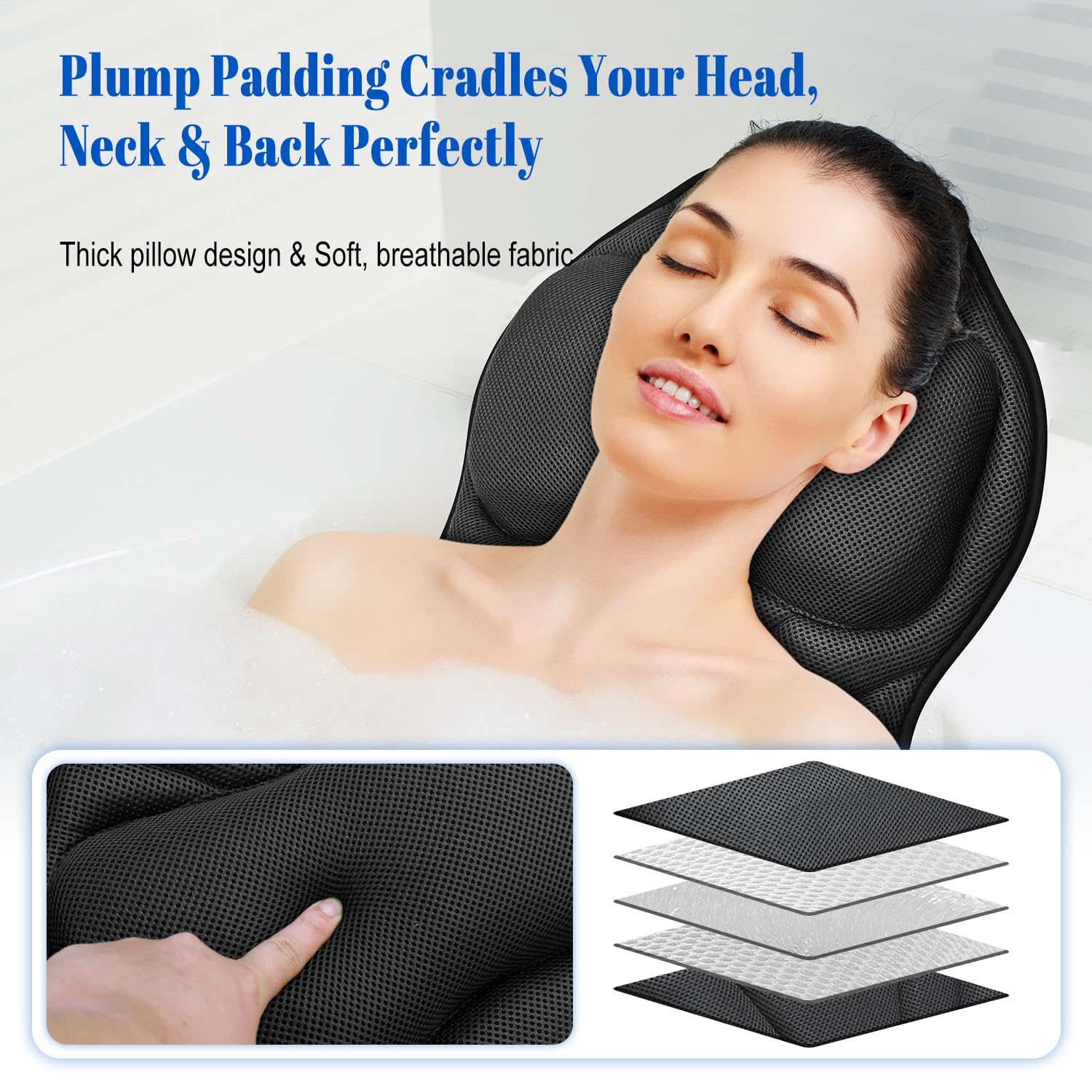 Full Body Bath Pillow For Bathtub, Luxury Bath Gifts For Women Thick Bathtub Cushion For Soaking Tub With Laundry Bag, Bathtub P