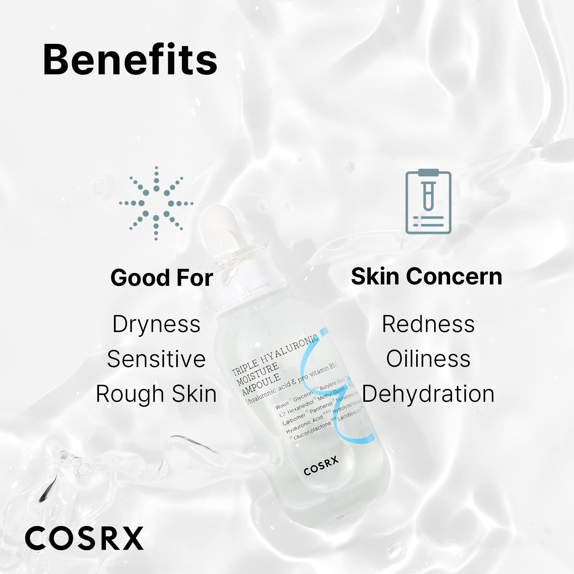Cosrx Hydrium Triple Hyaluronic Moisture Ampoule, 40Ml  135 Floz  Hyaluronic Acid Viscous Serum  Korean Skin Care, Animal Testin