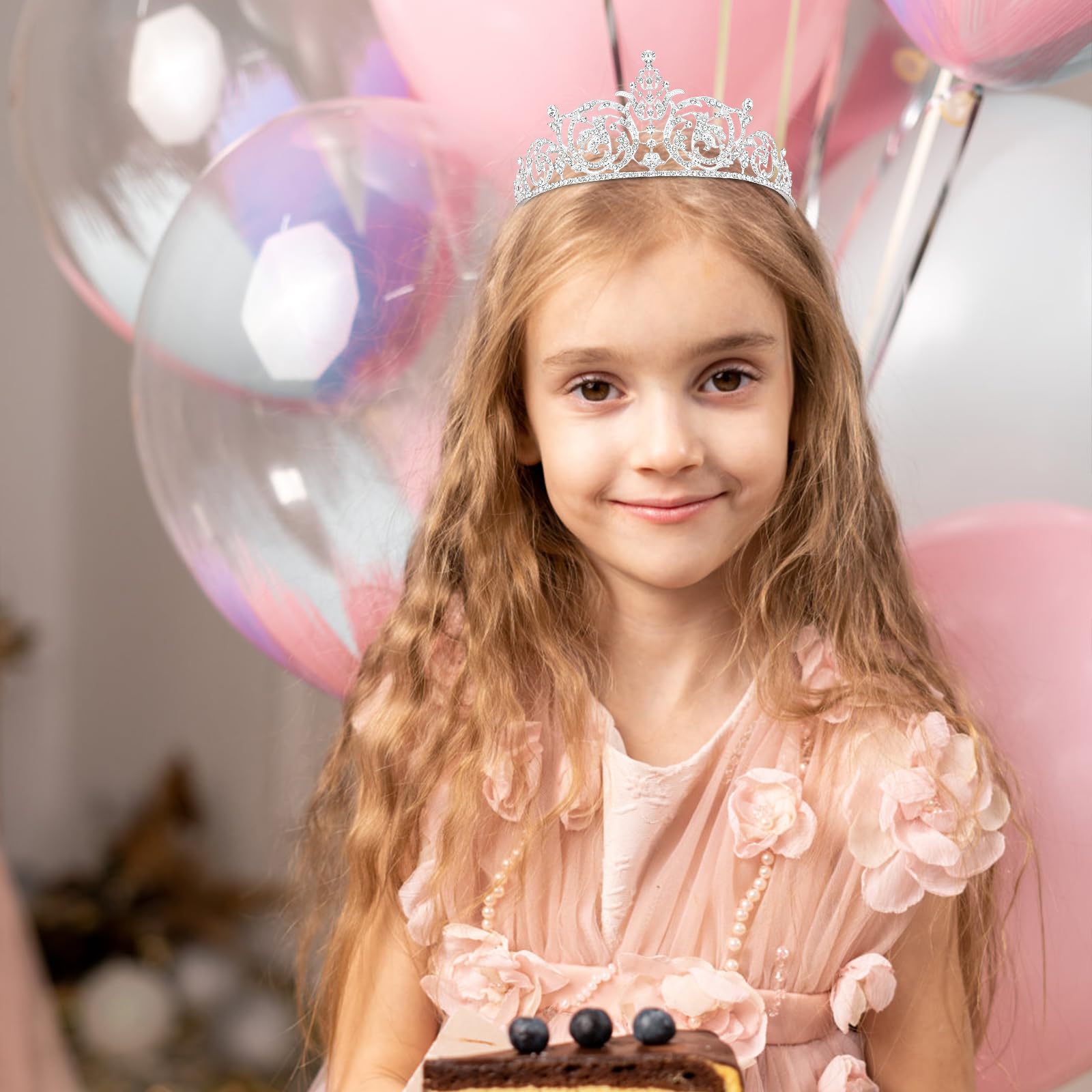 CIEHER Crowns for Girls & Women - Silver Wedding Tiara for Bridal, Prom, Quinceanera, Birthday & Christmas Gifts - Hair Accessor