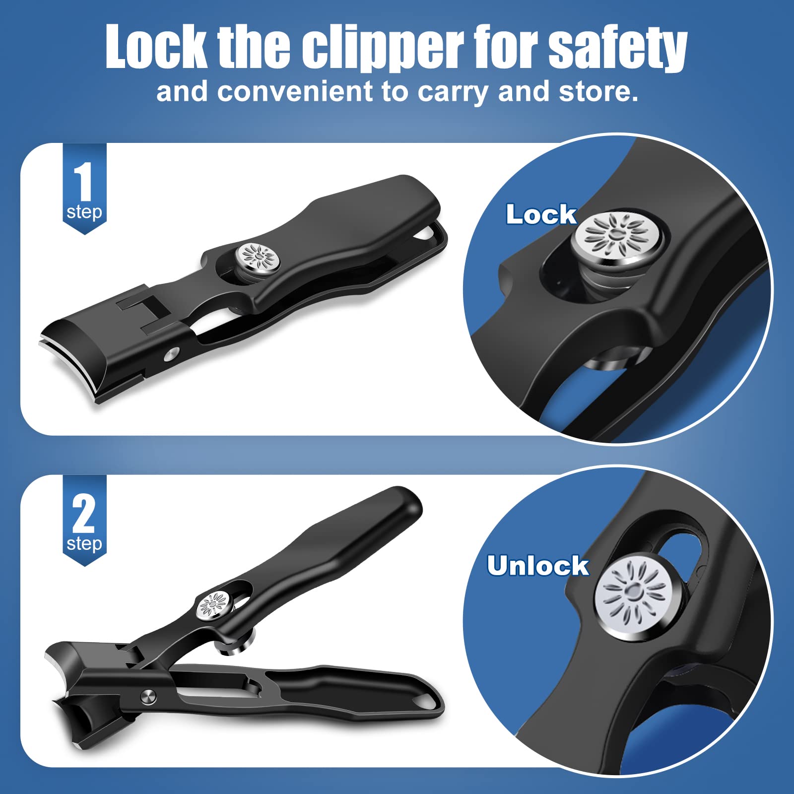 Wide Jaw Toenail Clippers With Catcher - Popular No Splash Nail Clippers For Men Seniors Thick Nails, Anti-Splash Ultra Sharp Me