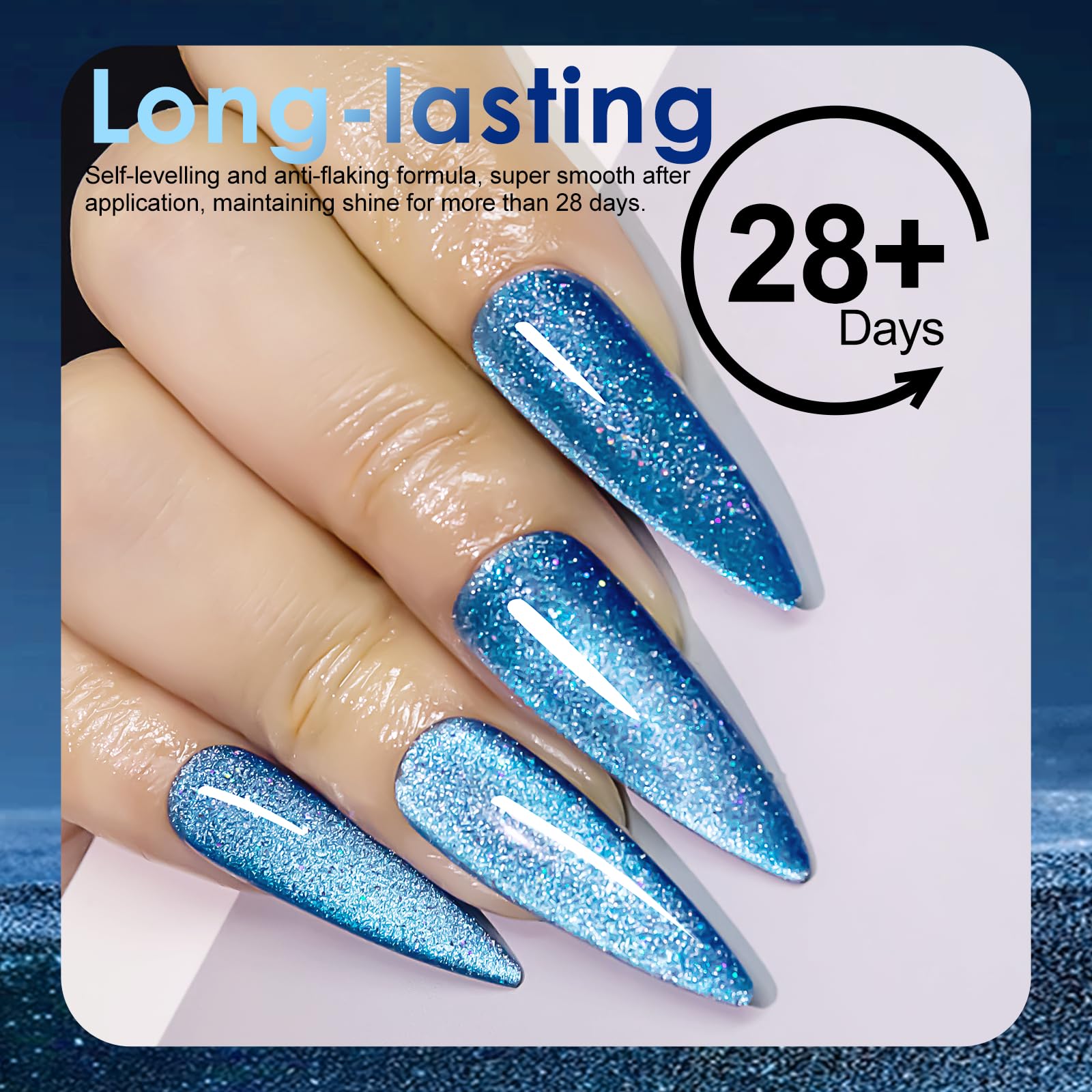 Nxj Infilila Cat Eye Gel Nail Polish,15Ml Holographic Cat Eye Gel Polish, Blue Glitter Cat Eye Polish Magnetic Reflective Hema F