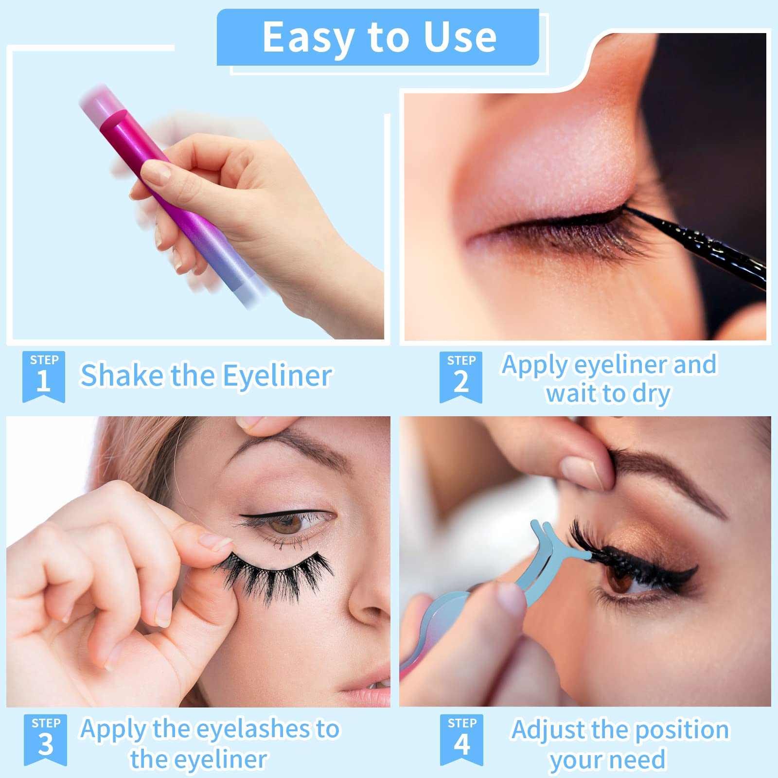Magnetic Eyelashes Kit, Long Lasting And Reusable Magnetic Lashes Natural Look, 14 Pairs False Eyelashes With Magnetic Eyeliner