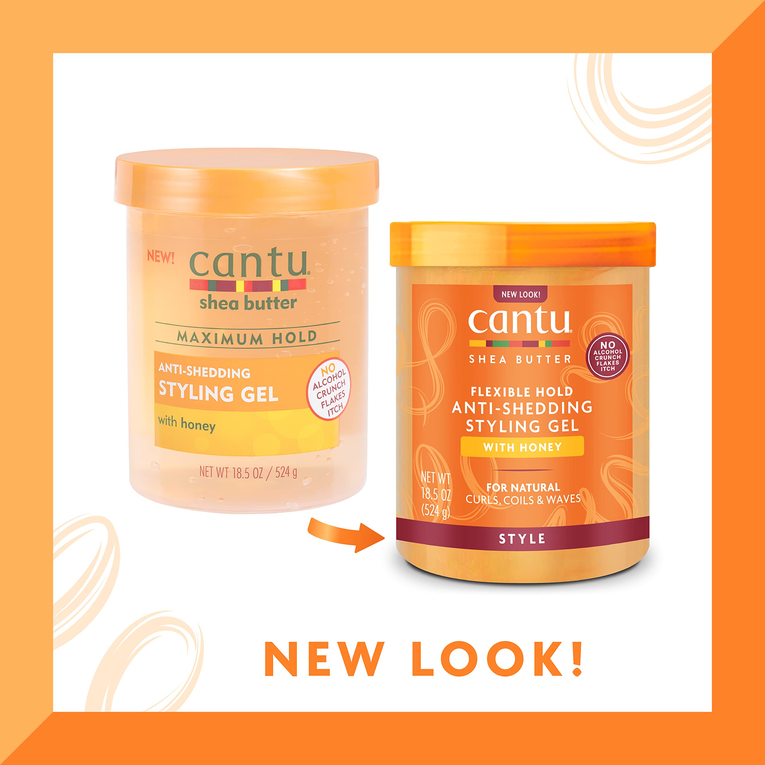 Cantu Anti Shedding Styling Gel with Honey - Flexible Hold for Unisex - 18.5 oz Gel