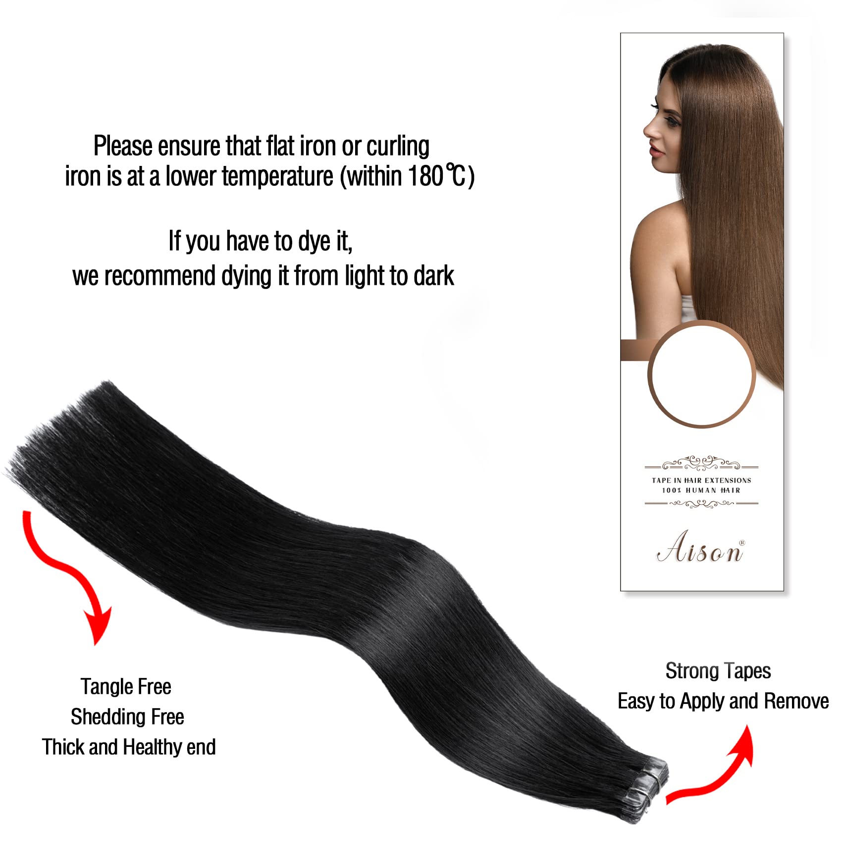 Tape In Hair Extensions 1 Jet Black 100% Remy Human Hair Extensions Silky Straight For Fashion Women 20 Pcs/Package(14Inch 1 30G