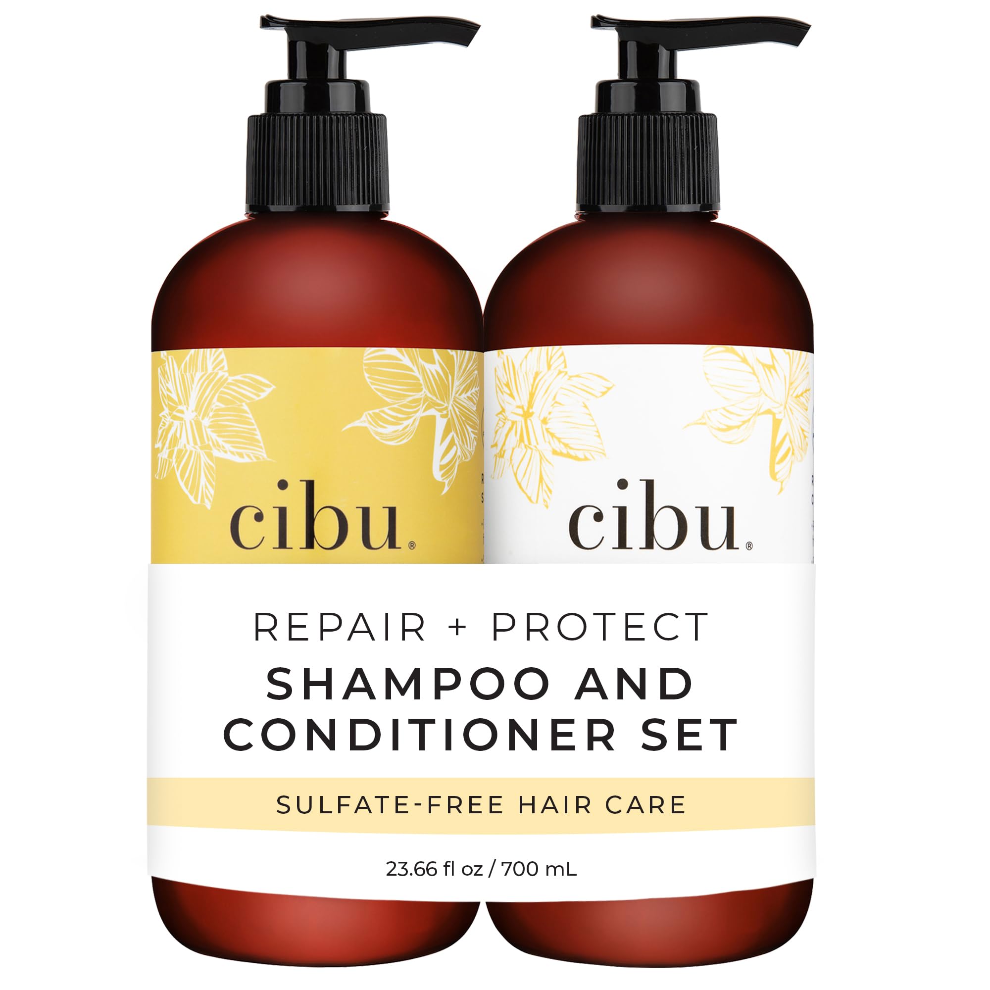 cibu Repair + Protect Shampoo and Conditioner Bundle 90002 Restores Damaged Hair | Protects From Breakage | Safe for Color-Treat