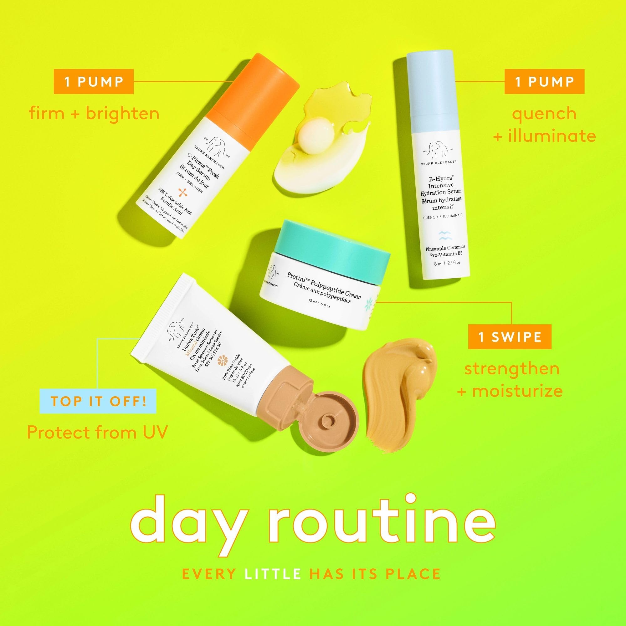 Drunk Elephant The Littles 7.0 - Includes Six Travel-Friendly A.M. and P.M. Essentials - Free of Essential Oils, Silicones & Fra