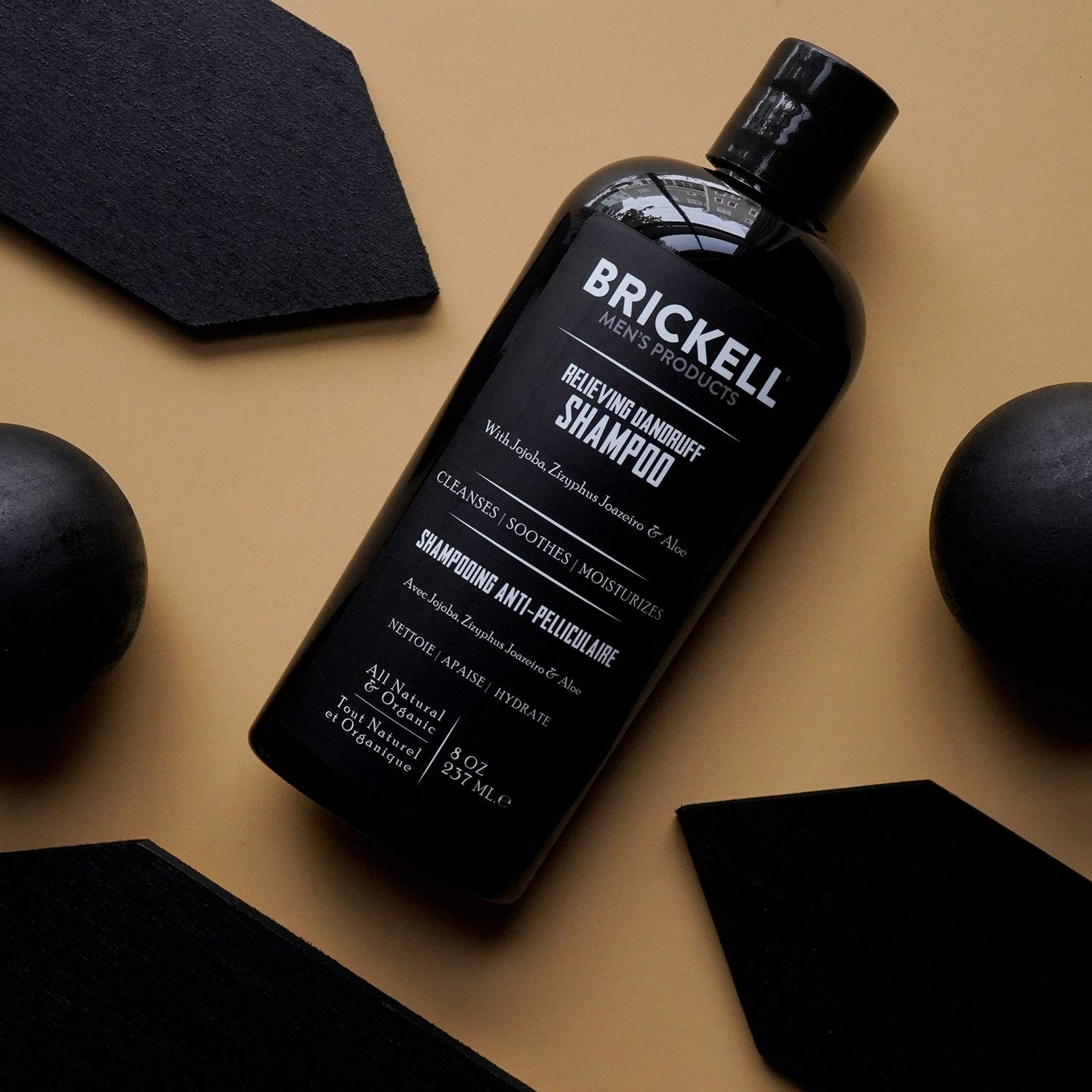 Brickell Men's Relieving Dandruff Shampoo For Men, Natural & Organic, Soothes and Eliminates Dandruff with Ziziphus Joazeiro, Al