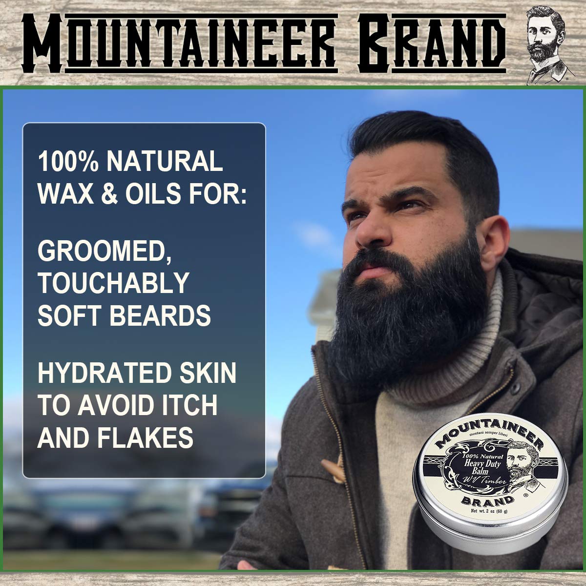 Mountaineer Brand Heavy Duty Beard Balm For Men | 100% Natural With No Parabens Or Dyes | Leave In Styling And Conditioning Balm