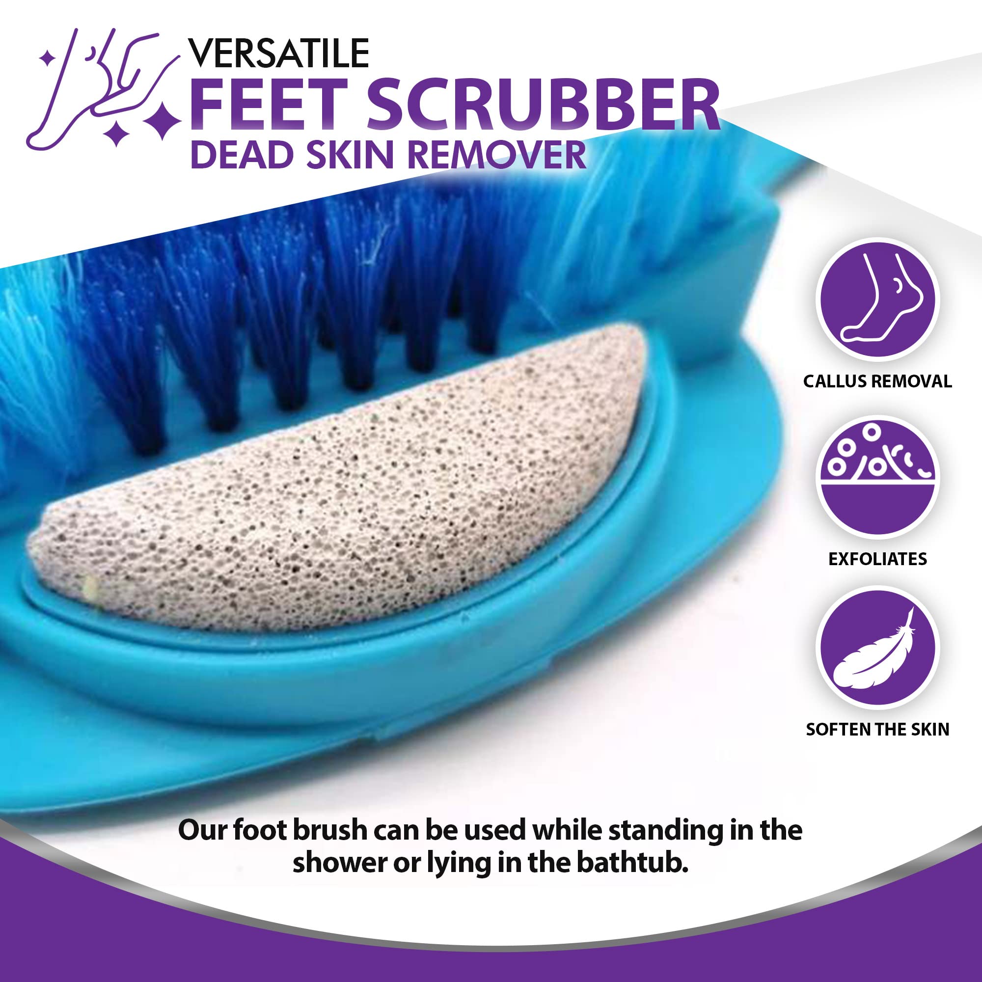 Mars Wellness Bath Scrubber And Foot Exfoliator - Feet Scrubber Dead Skin Remover - Shower Exfoliating Scrubber With Foot Pumice
